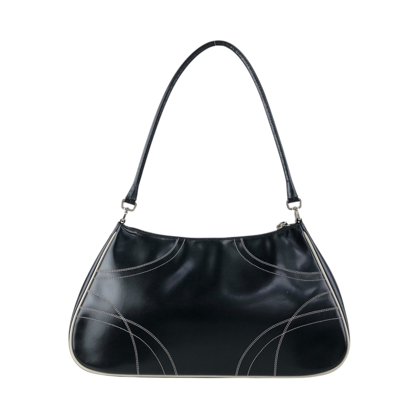 PRADA Stitch Shoulder bag Hobobag Black Vintage tfesrt