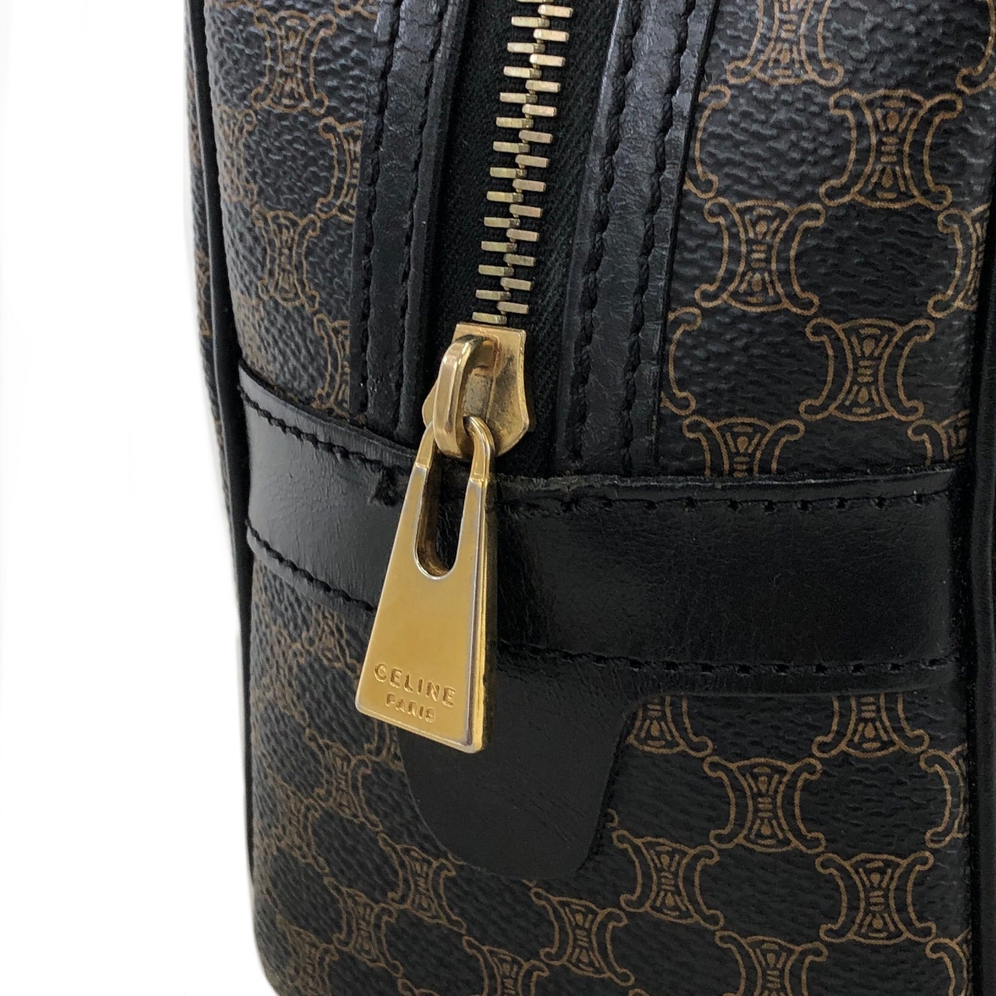 CELINE Macadam Blason Half Round Handbag Black Vintage a78a54