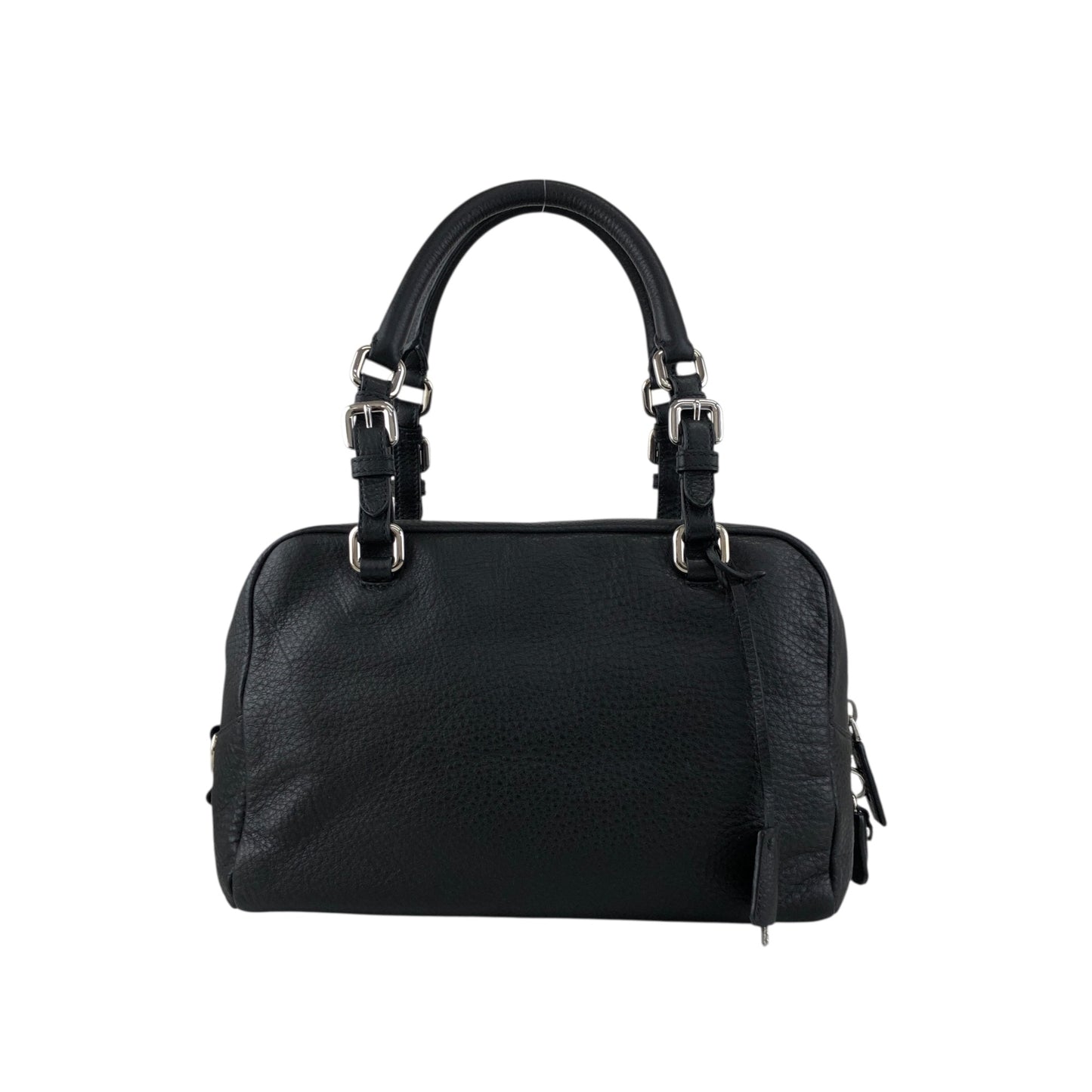 PRADA Logo Embossed Small Boston bag Handbag Black Vintage sdau3h