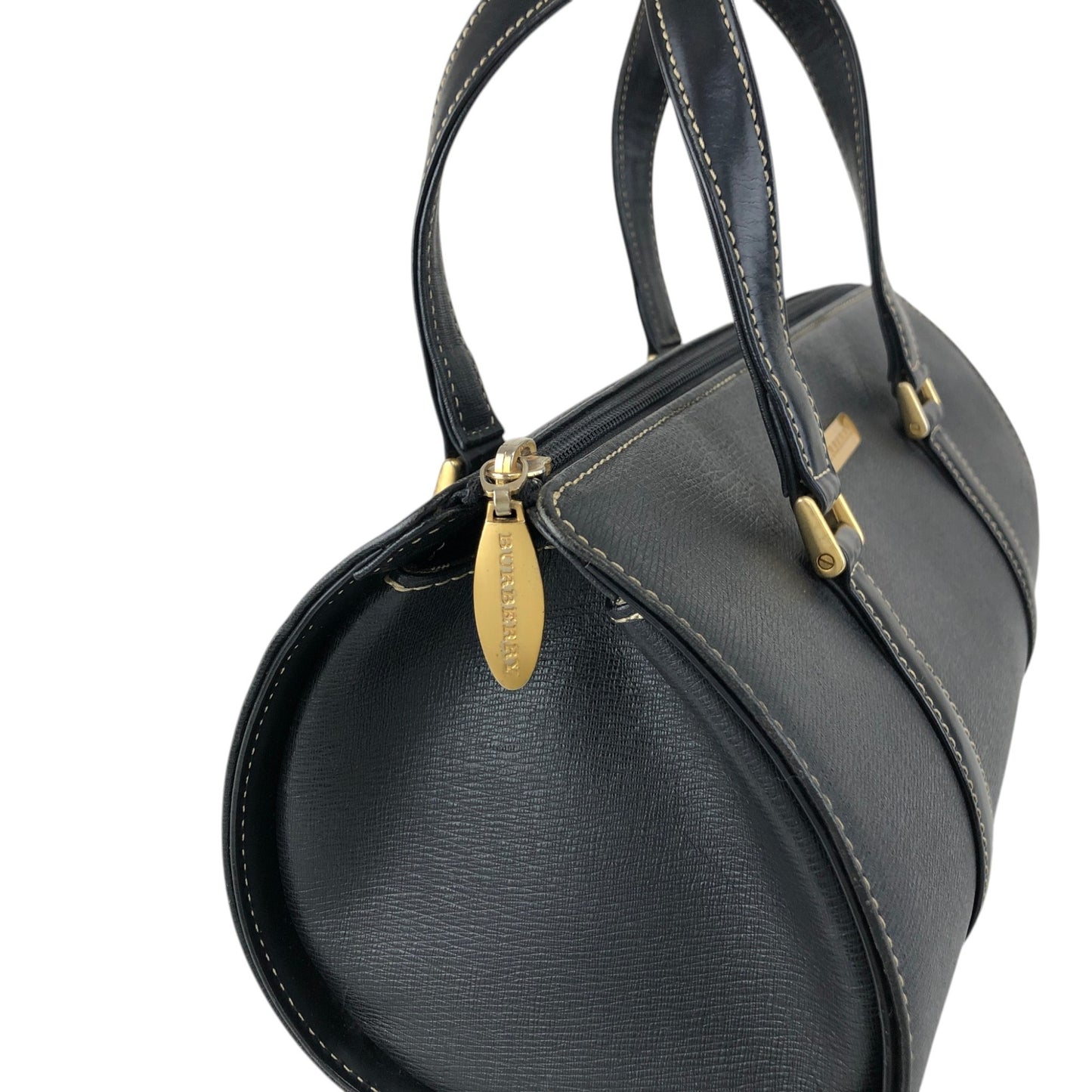 BURBERRY Logo Handbag Black Vintage vmkueb