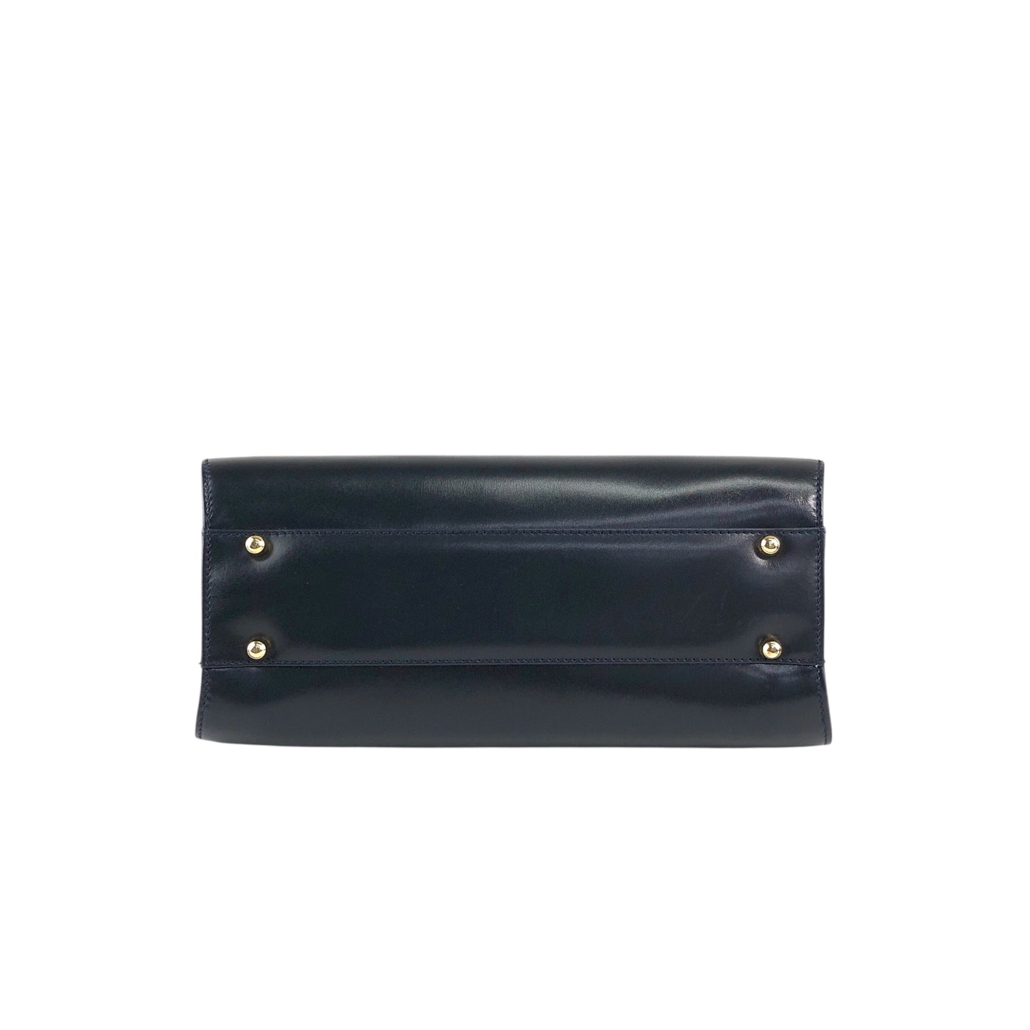 GUCCI Metal Clasp Handbag Navy Vintage 7taztf