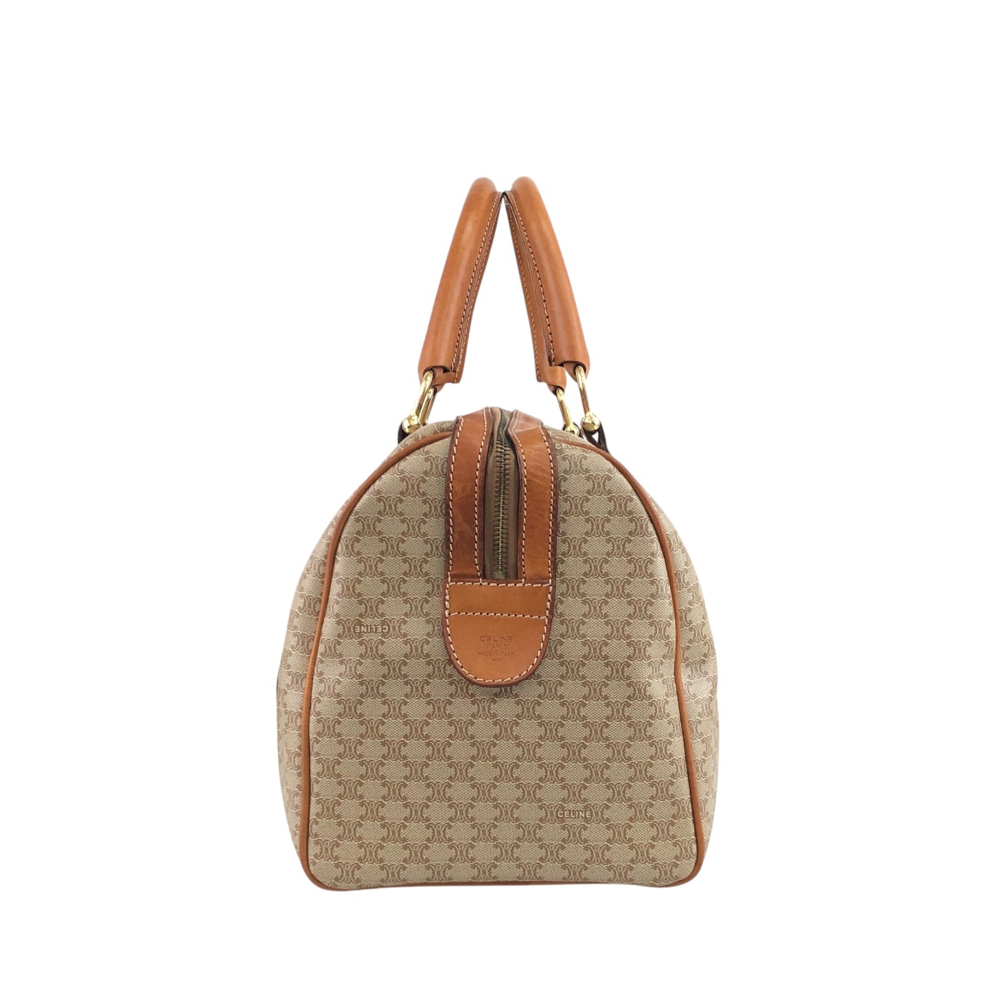 CELINE Macadam Blason Handbag Boston bag Beige Vintage ud4tv5