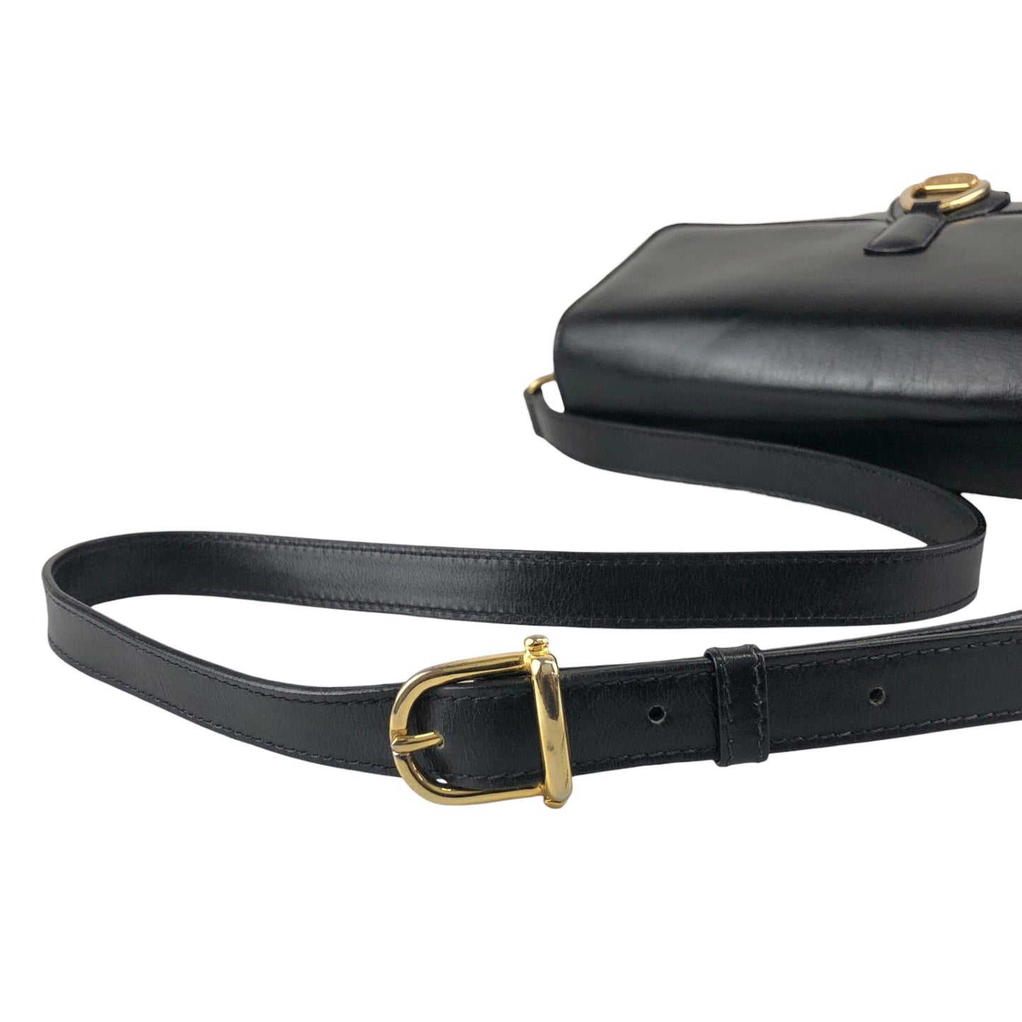 CELINE Horse Bit Crossbody Shoulder bag Black Vintage pv63af