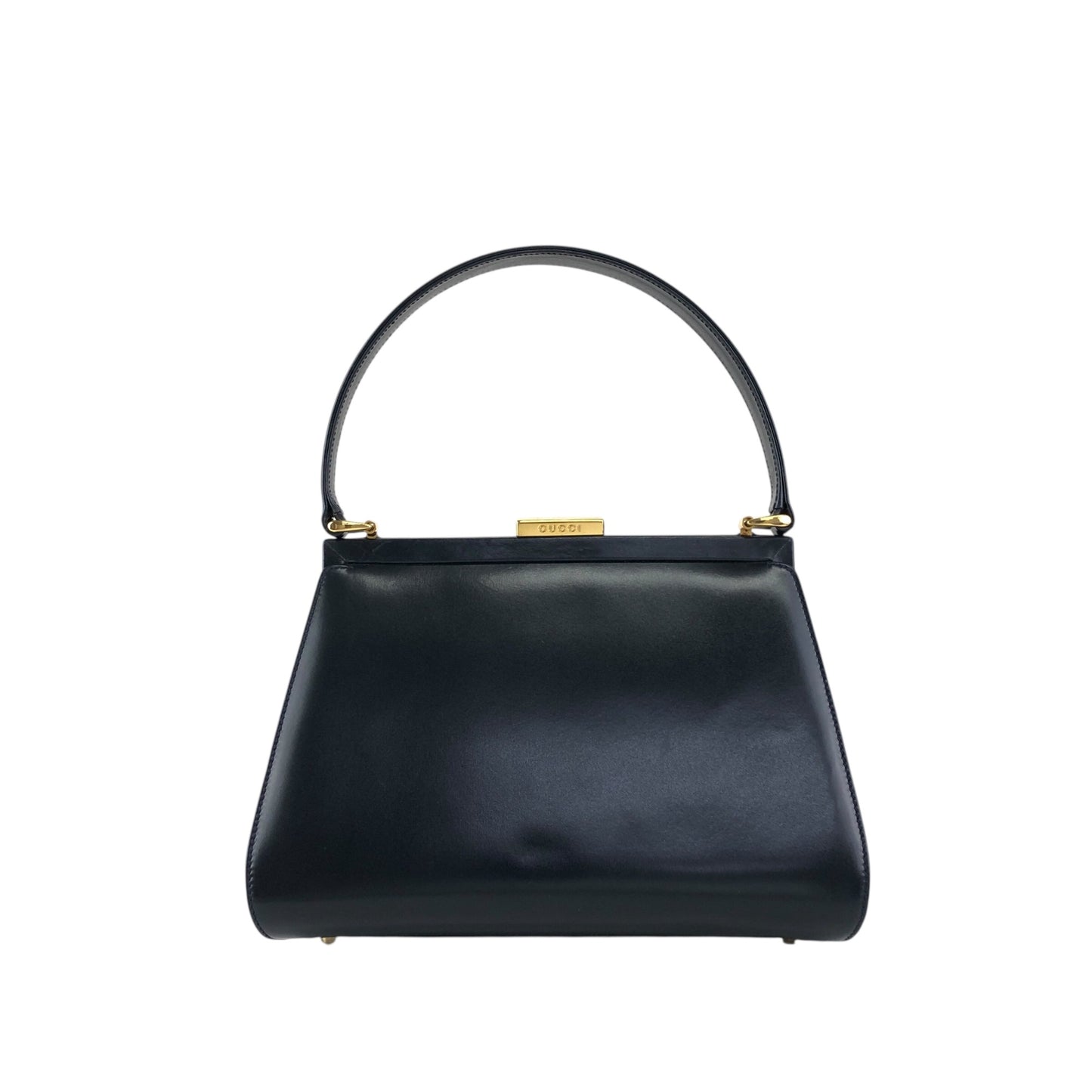GUCCI Metal Clasp Handbag Navy Vintage 7taztf