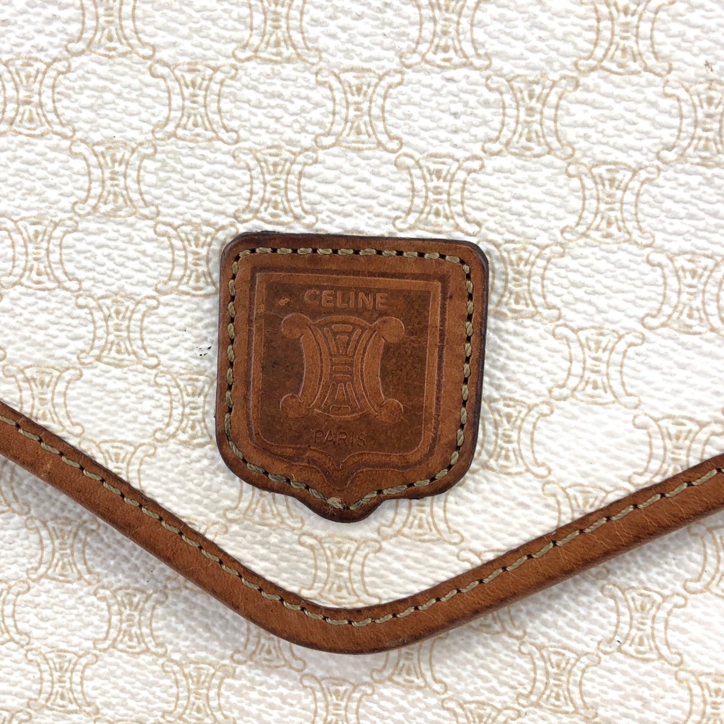 CELINE Macadam Blason Shoulder bag White Vintage j56zbi