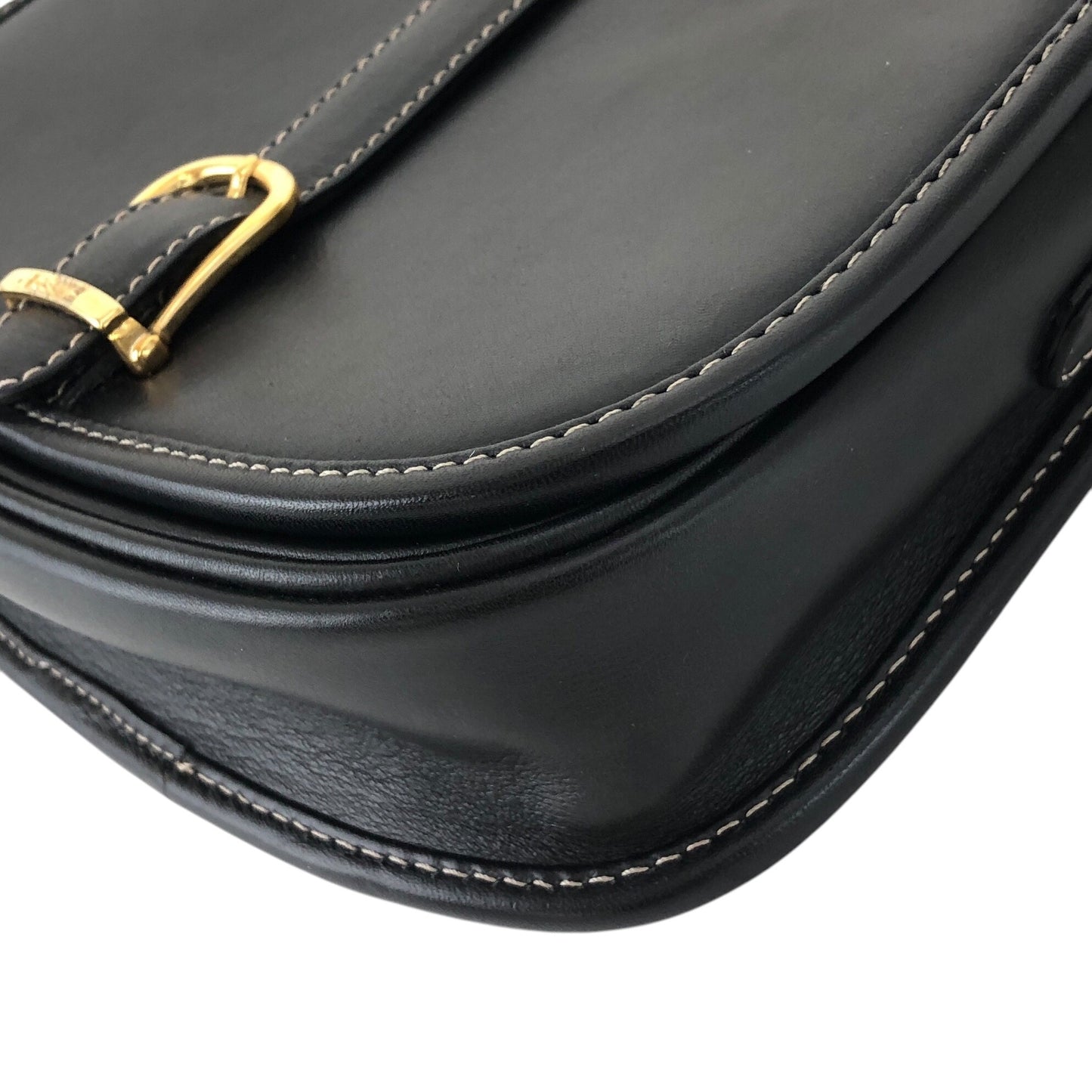 CELINE Belt Buckle Stitch Shoulder bag Black Vintage 8d2v6y
