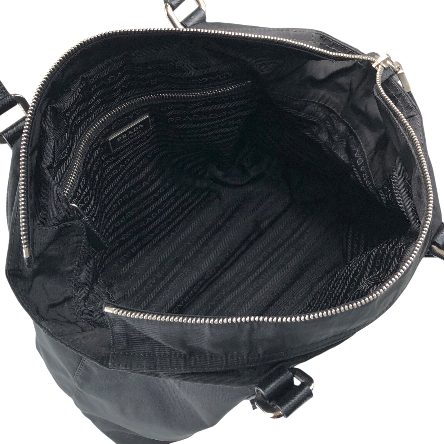PRADA Tessuto Triangle Logo Front Pocket Totebag Black Vintage f42pyf