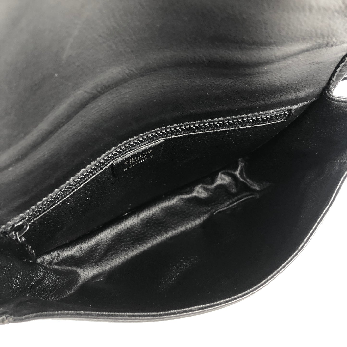 CELINE Gancini Flap Leather Shoulder bag Black Vintage 8na8ex