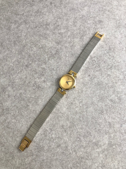 Christian Dior Logo Quartz Watch Silver×Gold 3025 Vintage ngmhnw