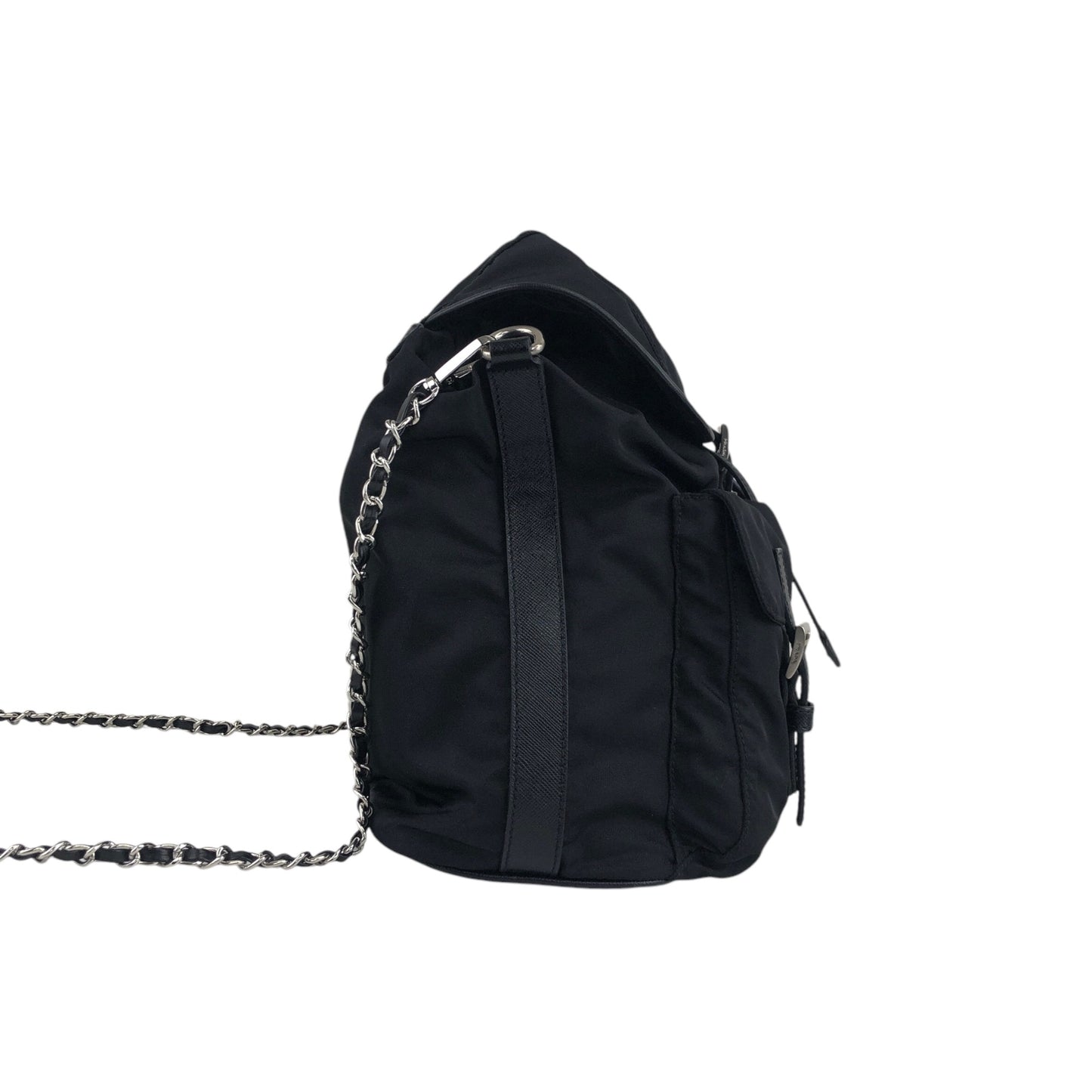 PRADA Triangle Logo Front Buckle Shoulder bag Black Vintage fkfvej