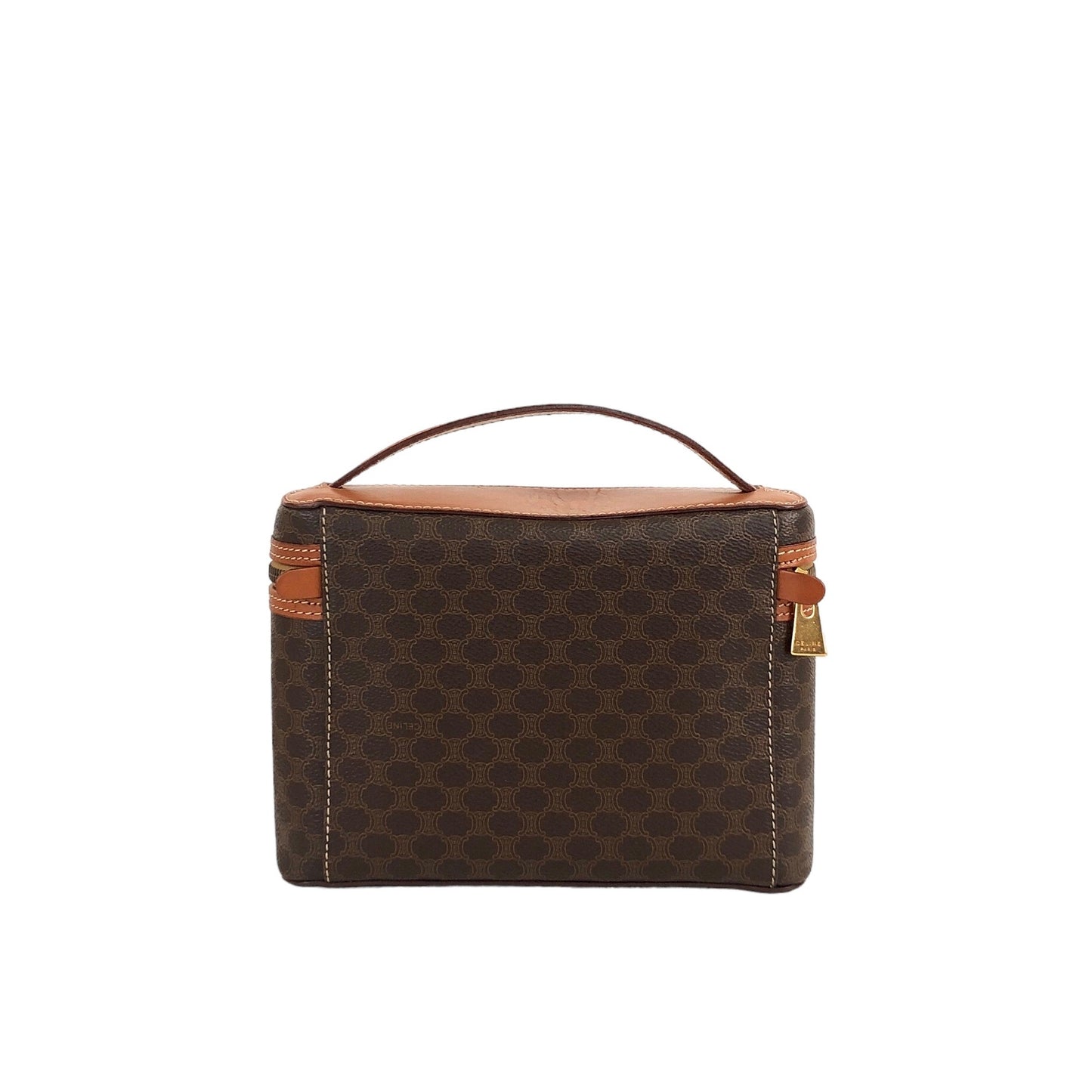 CELINE Macadam Blason Handbag Vanity bag Brown Vintage vekvc3