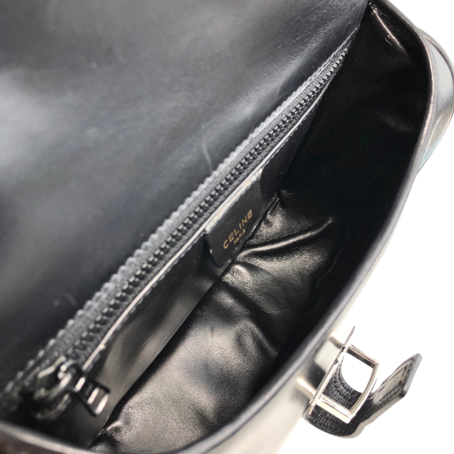 CELINE Front Buckle Shoulder bag Black Vintage 3nhdaw