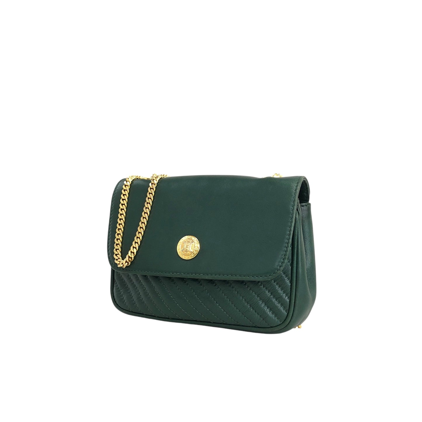 CELINE Triomphe Chain Shoulder bag Green Vintage tbw8uj
