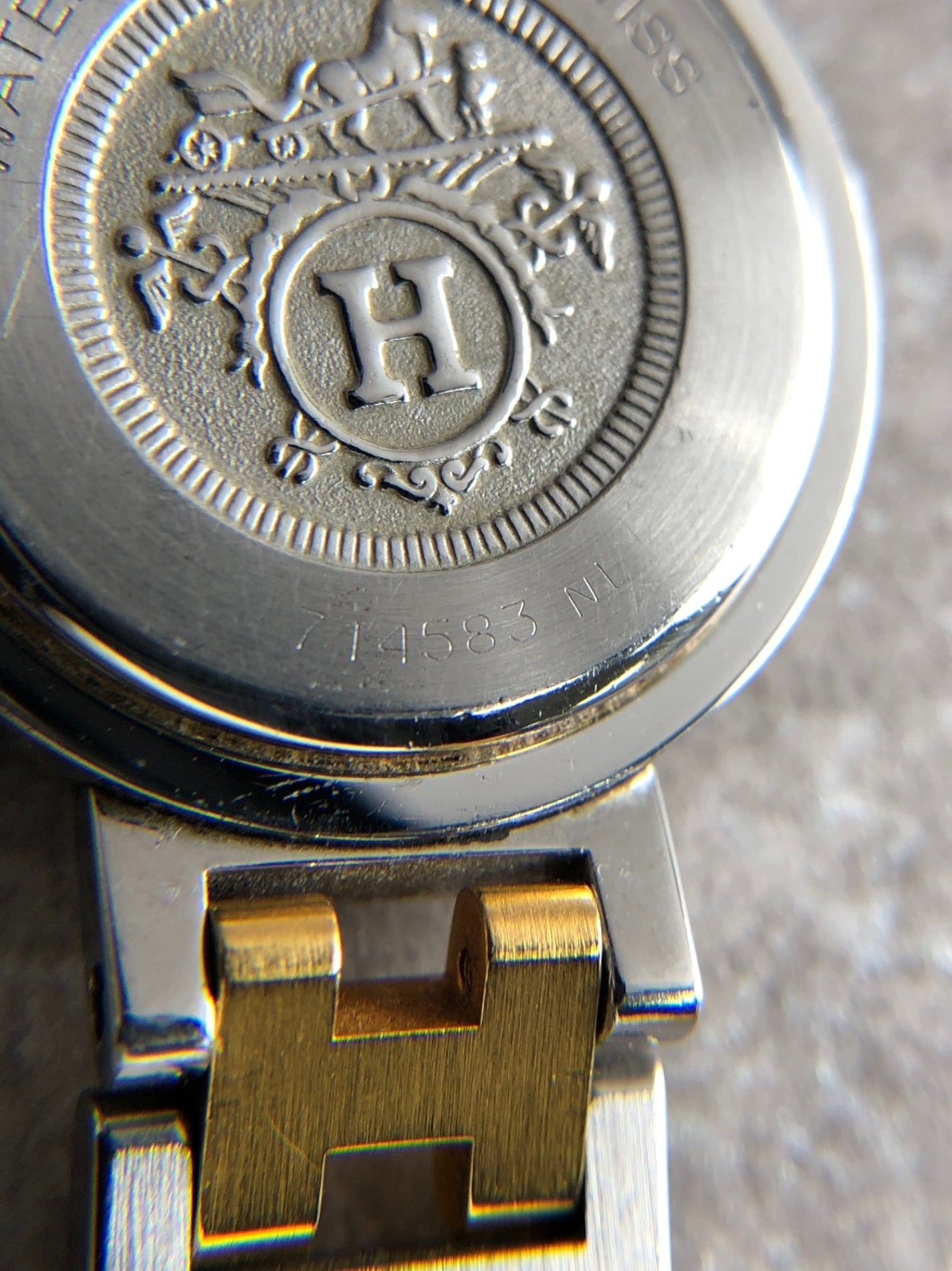 HERMES Quartz Watch Silver×Gold Vintage 7ahpvs