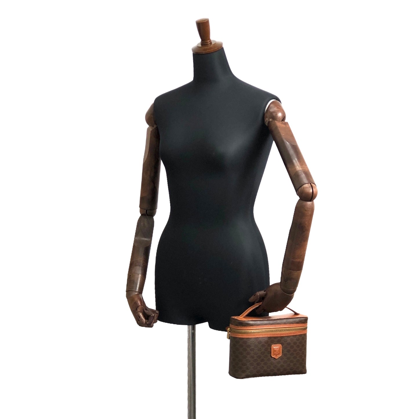 CELINE Macadam Blason Handbag Vanity bag Brown Vintage vekvc3