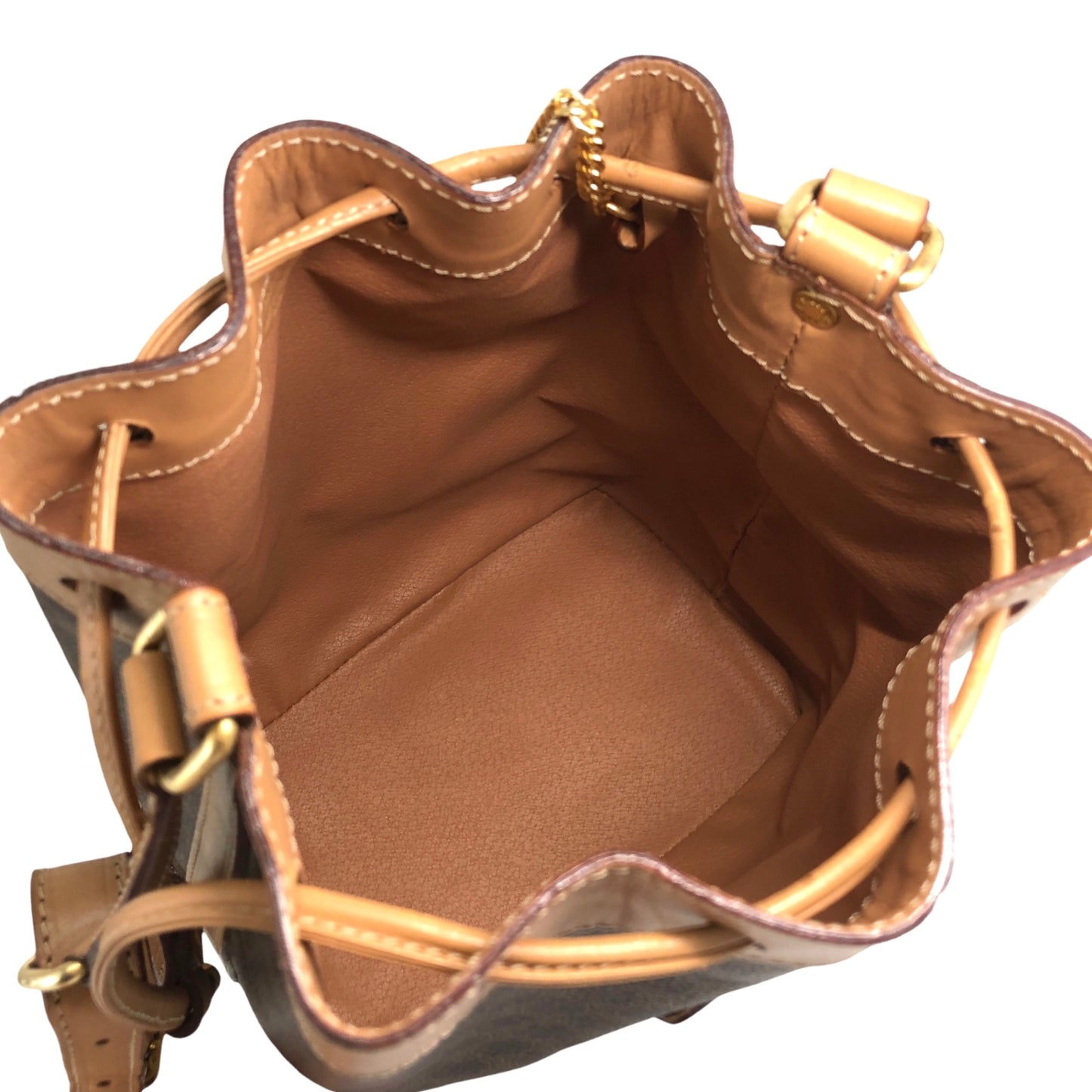 CELINE Macadam Blason Drawstring Shoulder bag Brown Vintage xfu8ij