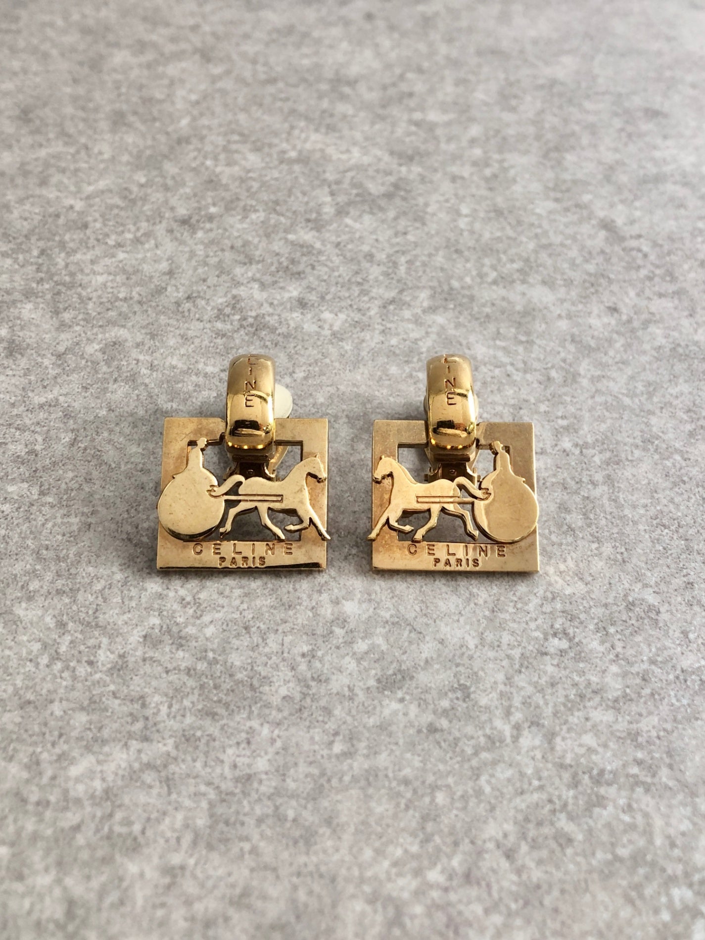 CELINE Earrings Gold Vintage j33fzg