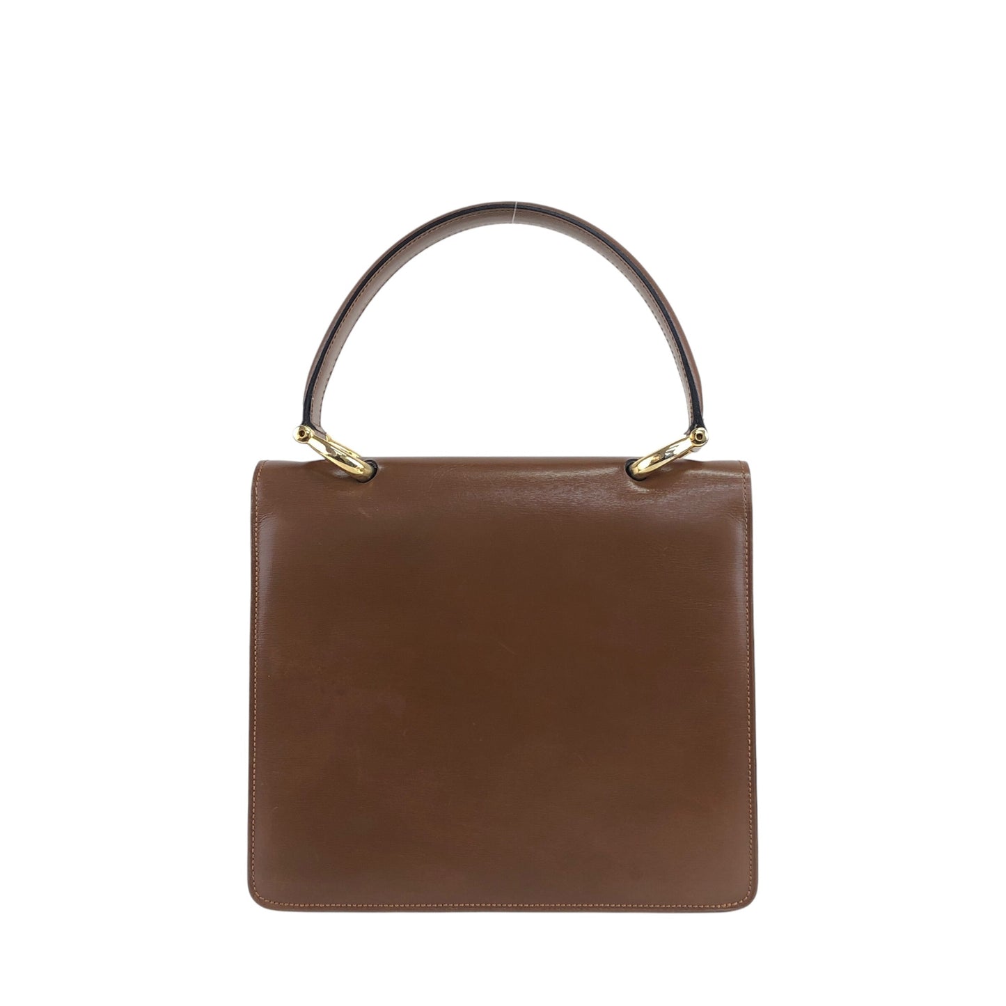 CELINE Horse Bit Double Flap Handbag Brown Vintage yxn6s8