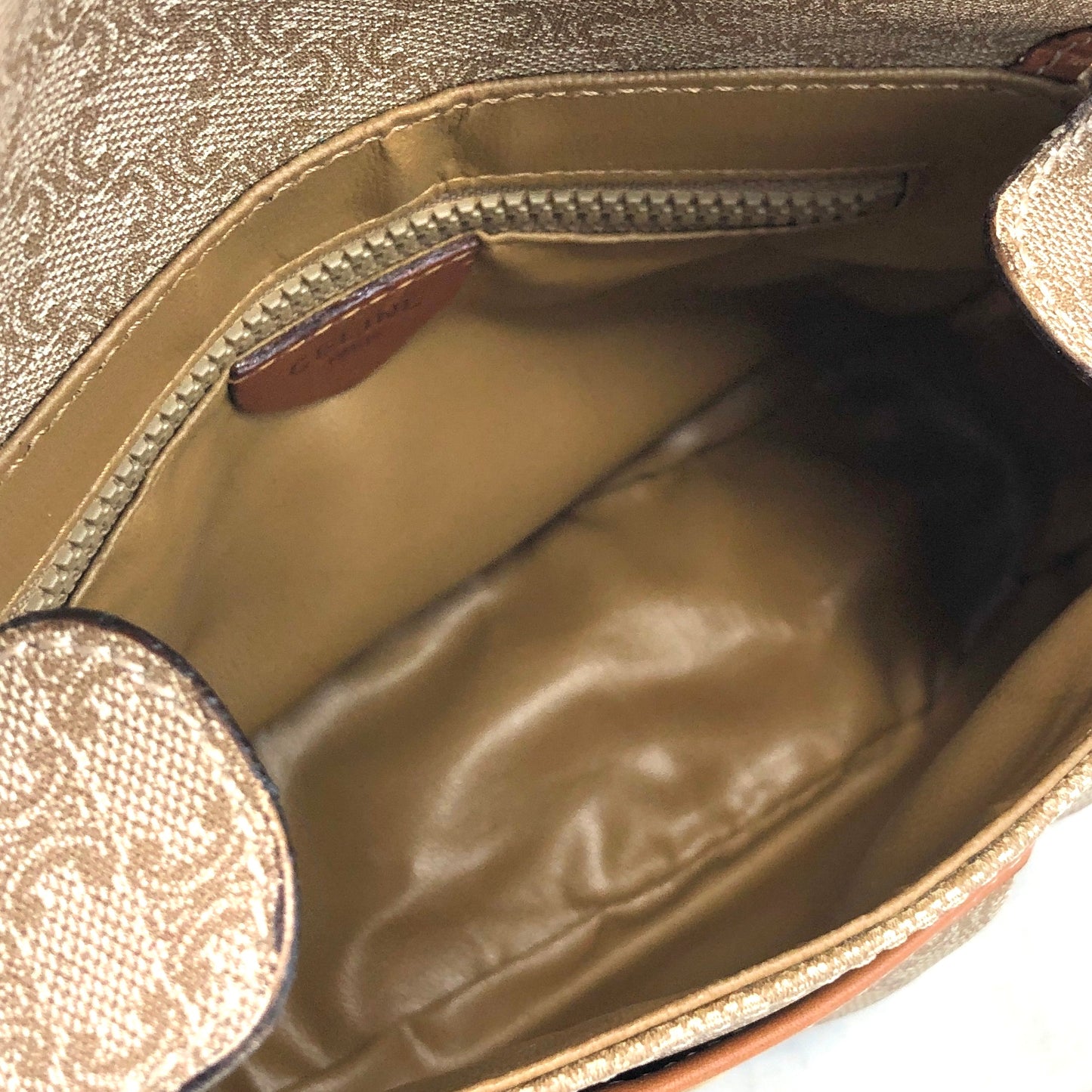 CELINE Macadam PVC Leather Shoulder bag Beige Vintage 7ujw66