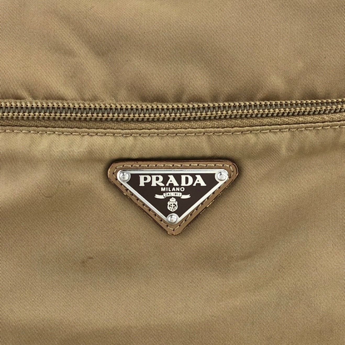 PRADA Triangle Logo Shoulder bag Beige Vintage we3m7k