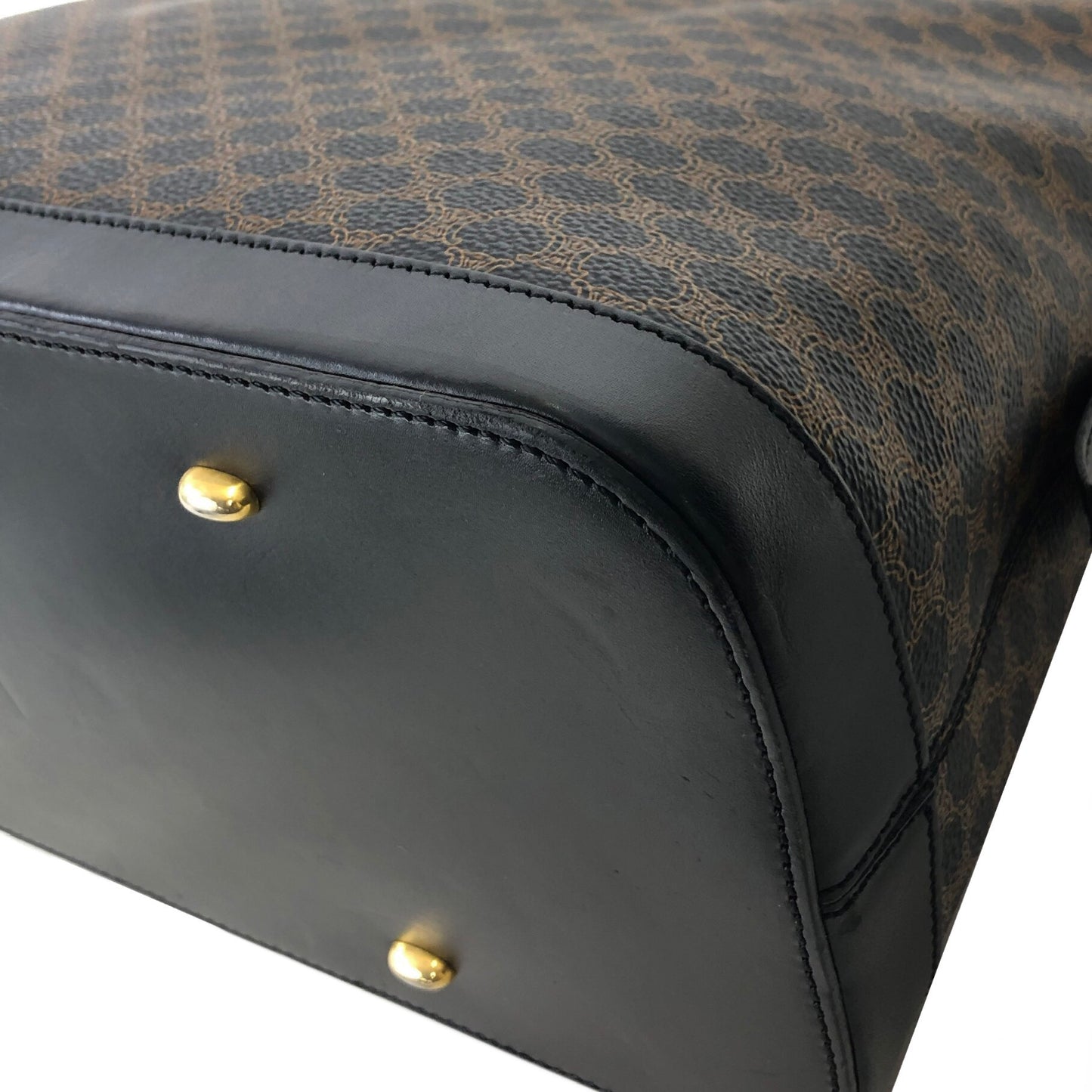 CELINE Macadam Bugatti Leather Two-way Handbag Shoulder bag Black Vintage 2wzg33