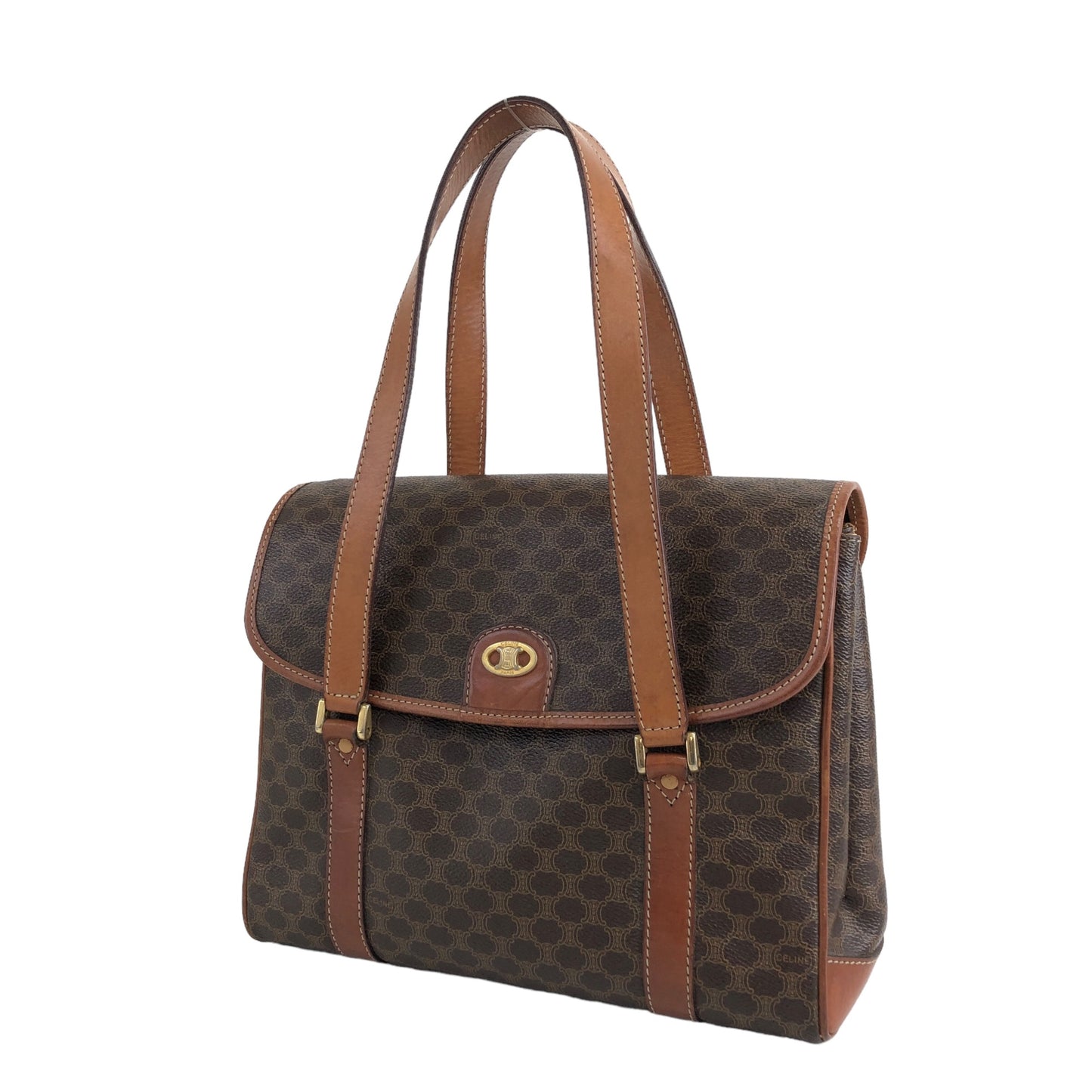 CELINE Macadam Blason Handbag Brown Vintage dty8ce