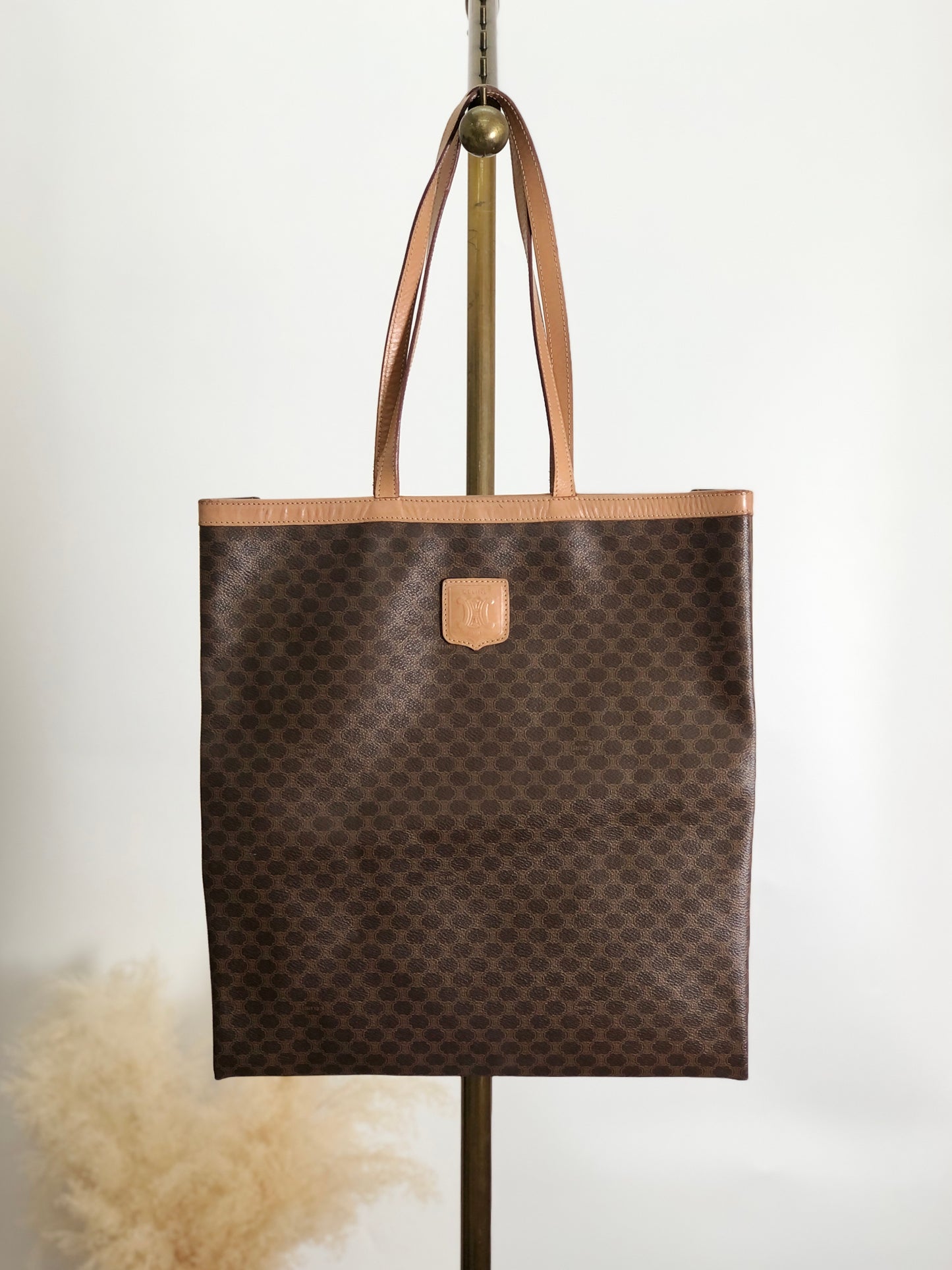 CELINE Macadam Blason Handbag Totebag Brown Vintage fpujkf