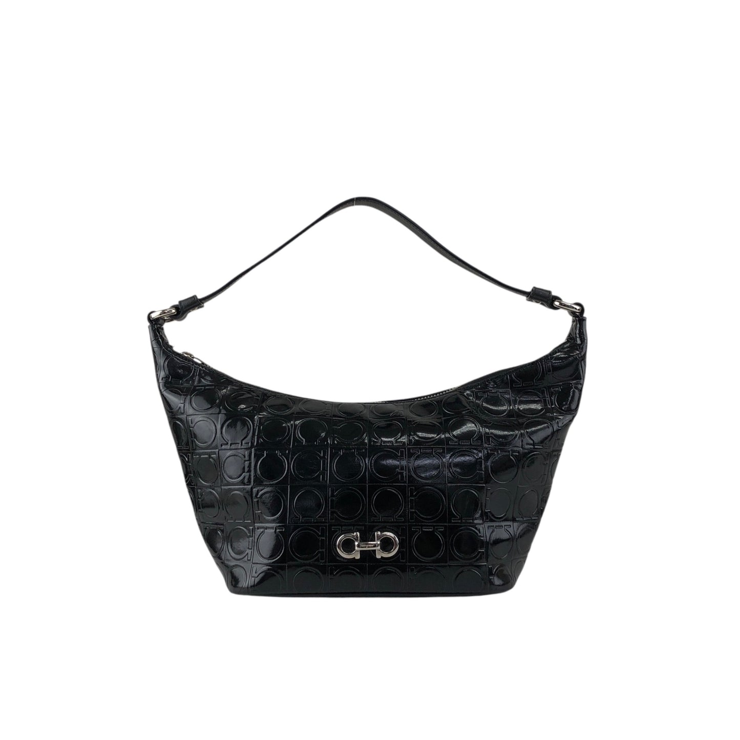 Salvatore Ferragamo Gancini Handbag Black Vintage 46khvf