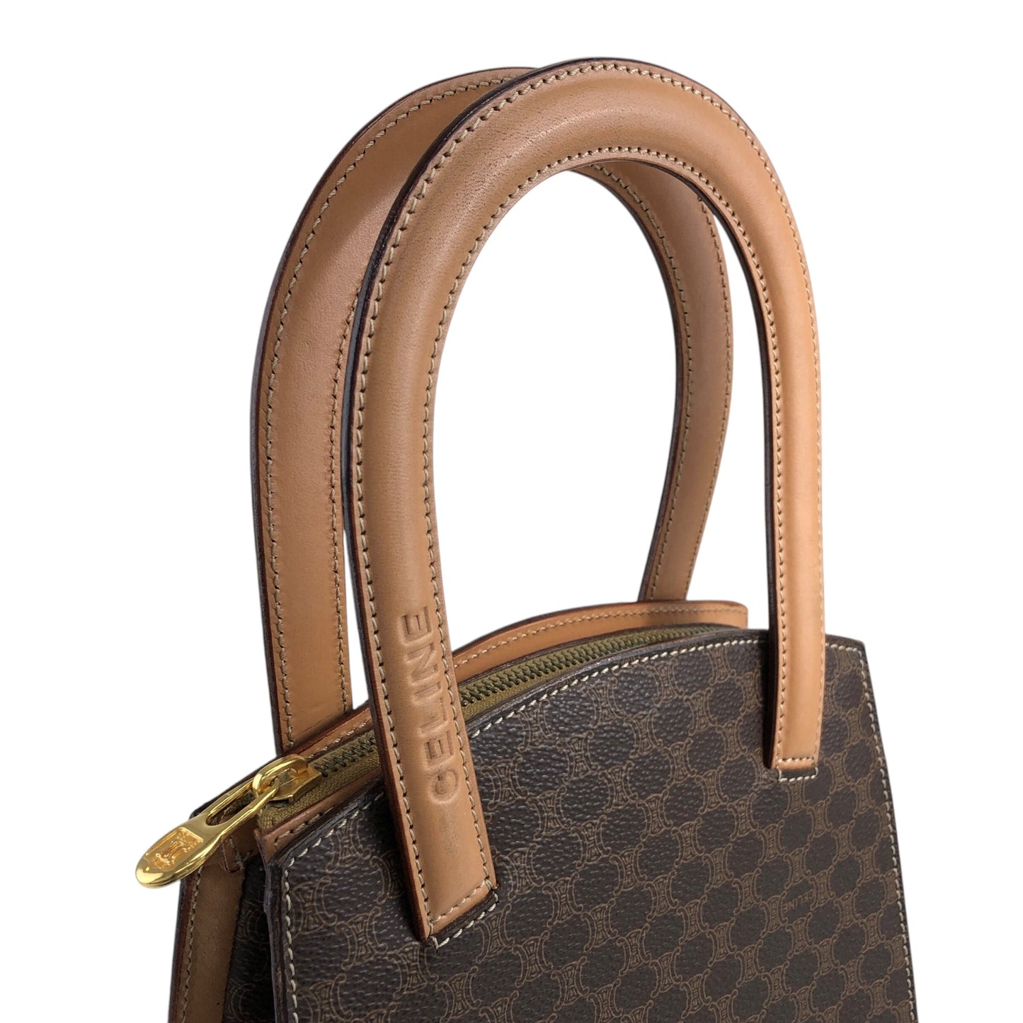 CELINE Macadam Handbag Brown Vintage 2fxfg6