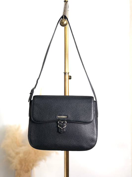 Yves Saint Laurent Logo Front Buckle Shoulder bag Black Vintage f6ymwp