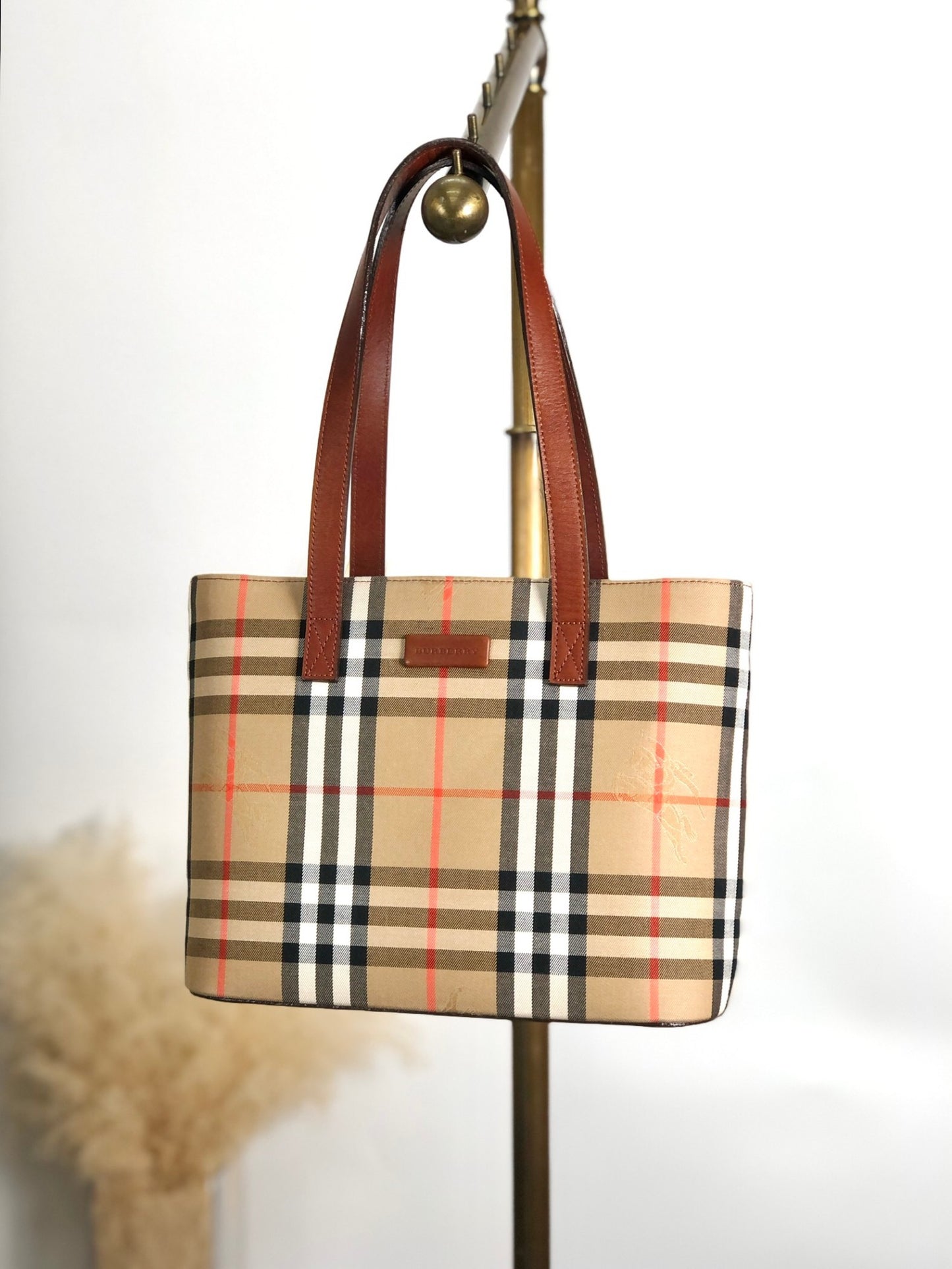 BURBERRY Nova 格紋手提包米色復古 bc7gmg