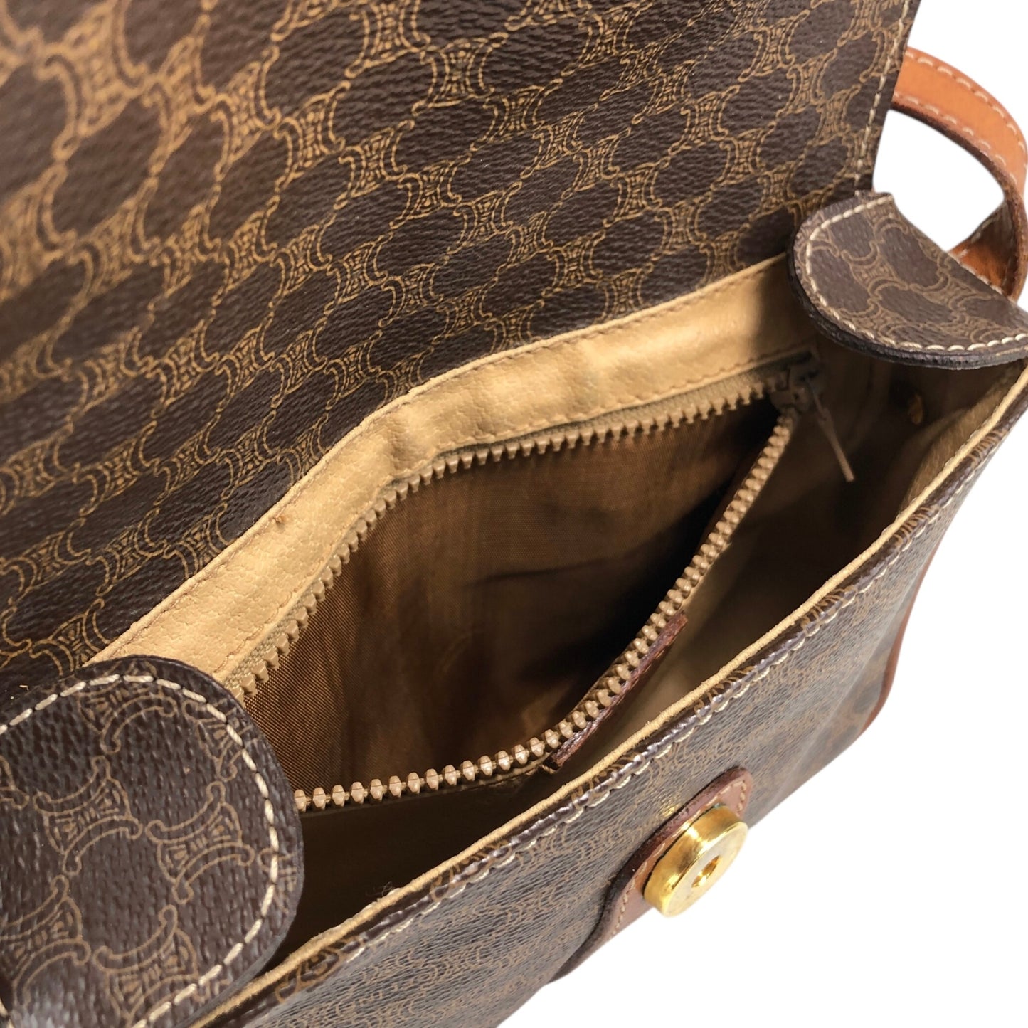 CELINE Macadam Blason Shoulder bag Brown Vintage y3mg84