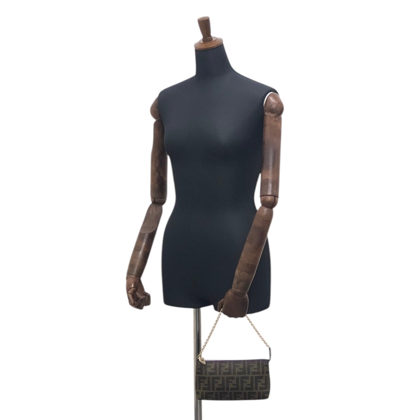 FENDI Zucca Chain Handbag Brown Vintage 2cxwge