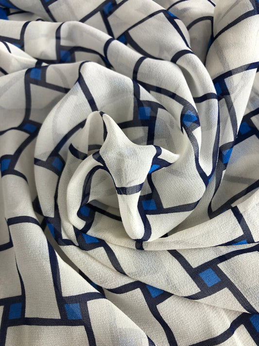Yves Saint Laurent SILK Scarf Blue×White Vintage 8tjh4p