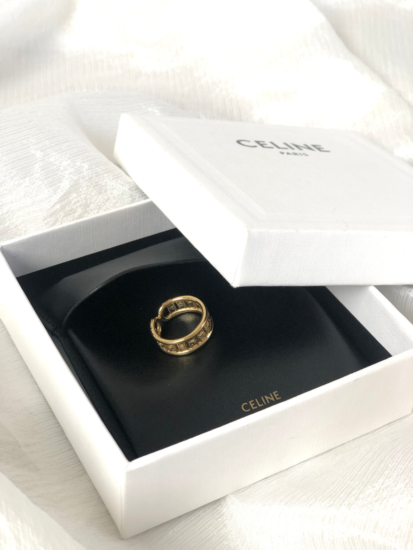 CELINE Triomphe Ring Gold Vintage ympmjc
