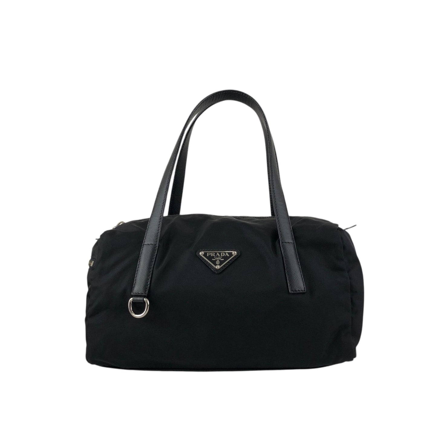 PRADA Tessuto Triangle Logo Handbag Black Vintage 4j6bkz