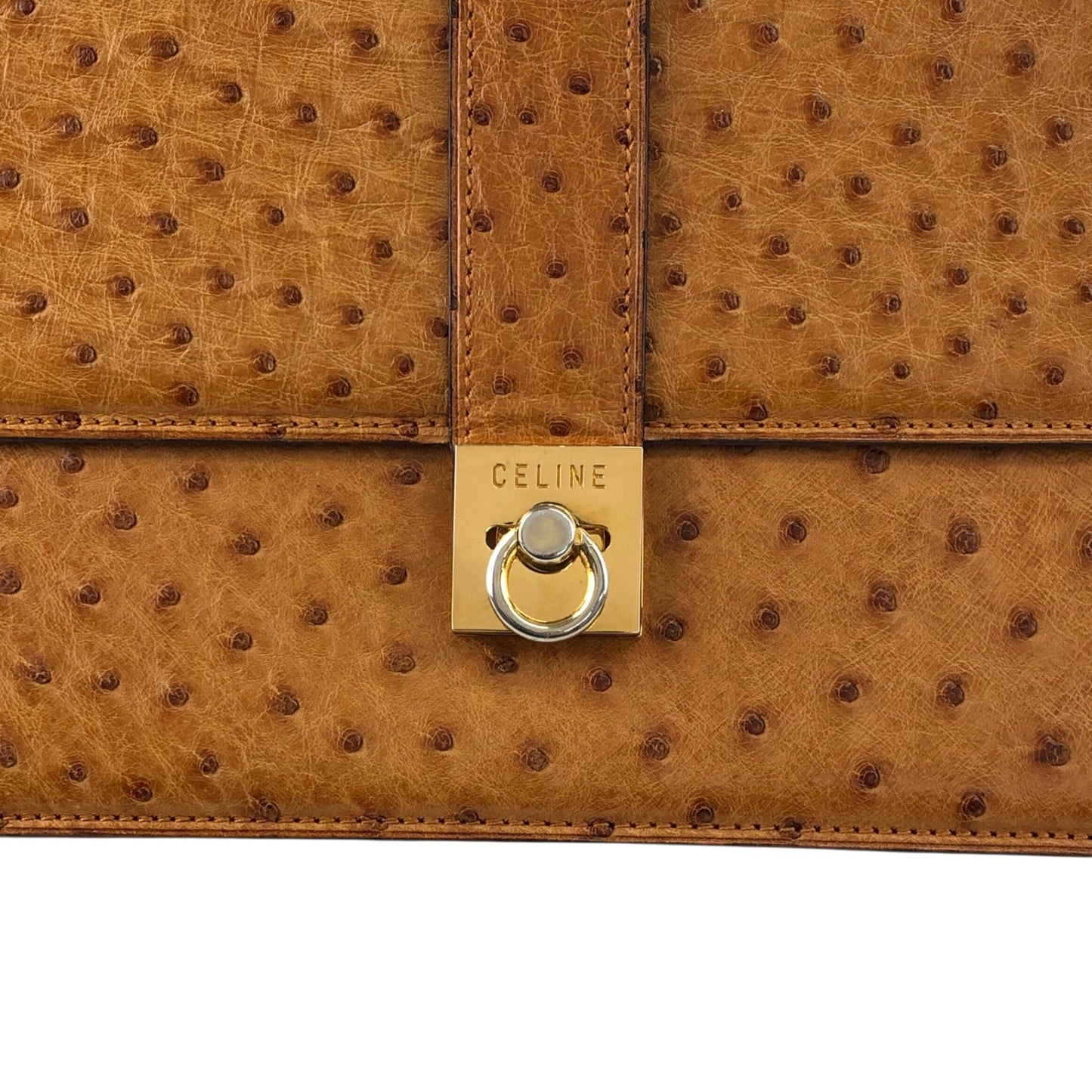 CELINE Gancini Handbag Camel Vintage 847in7