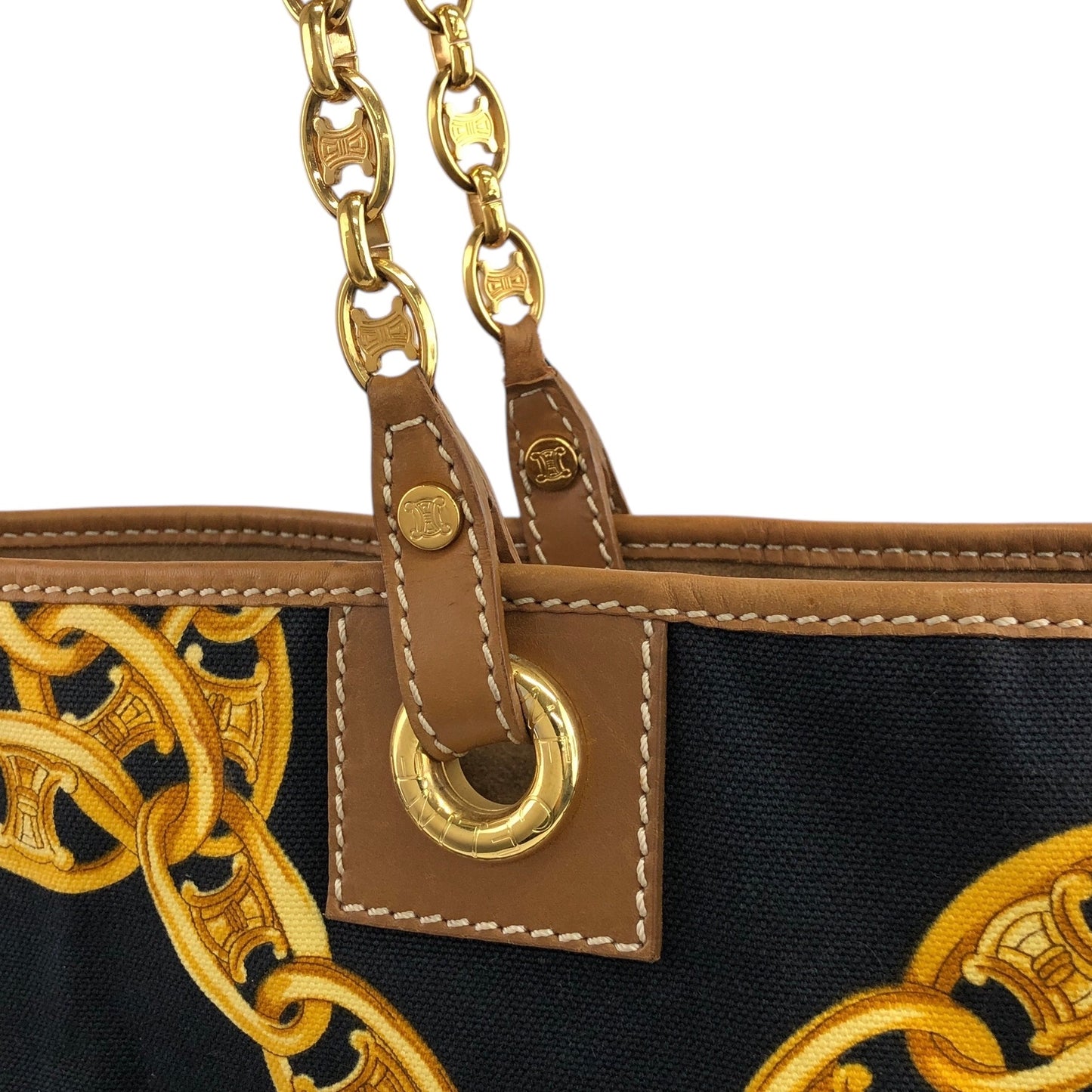 CELINE Blason Chain Shoulder bag Totebag Black Vintage vskgie