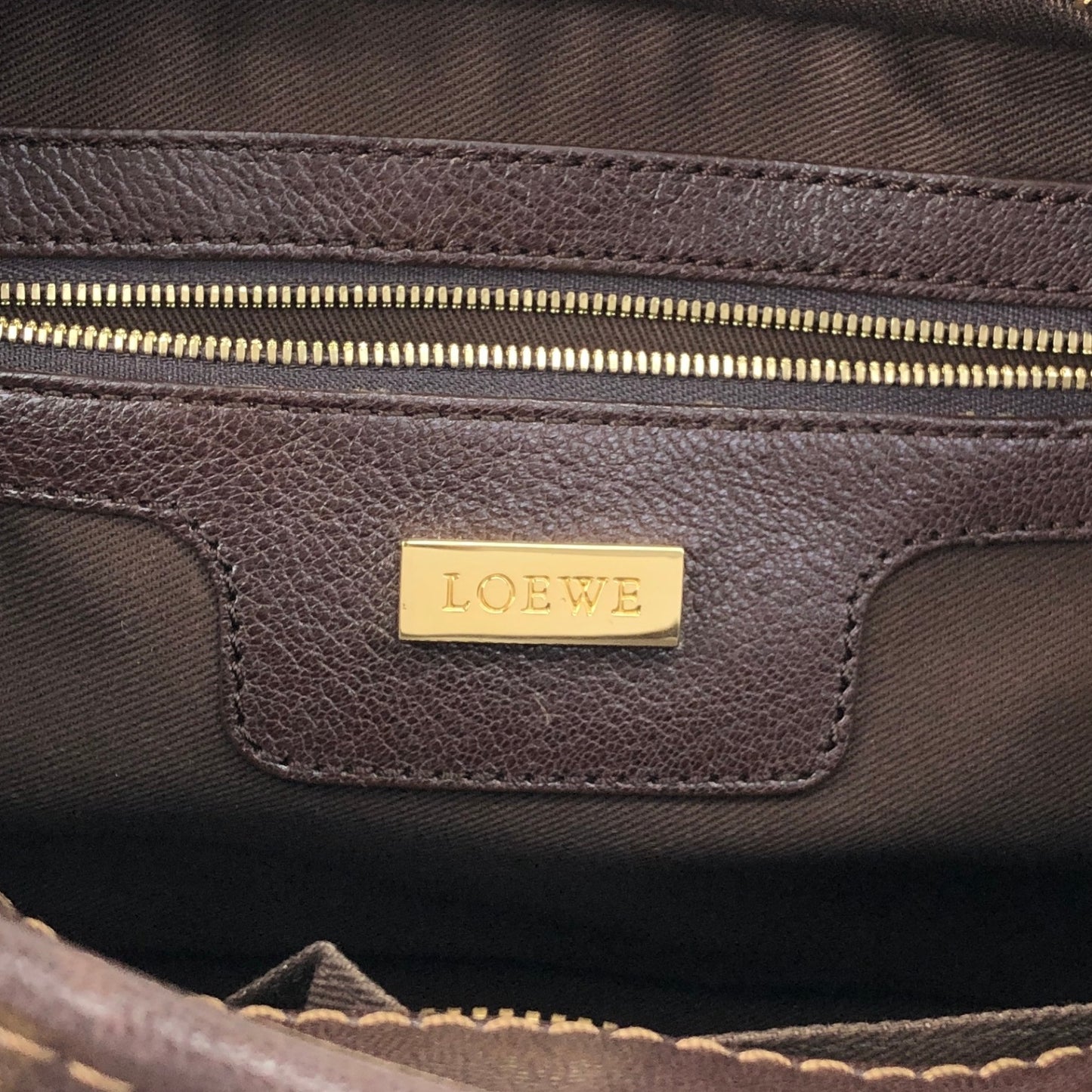 LOEWE Amazona28 Anagram Small Boston bag Handbag Brown Vintage vf56va