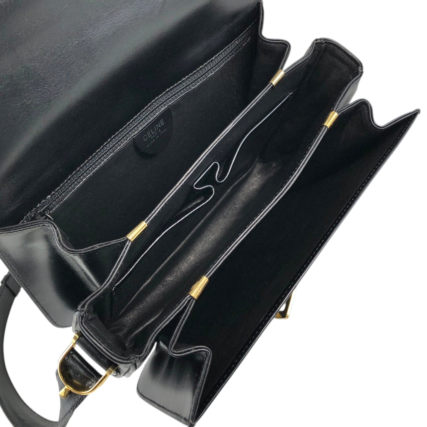 CELINE Horse Carriage Crossbody Shoulder bag Black Vintage 4mrnet