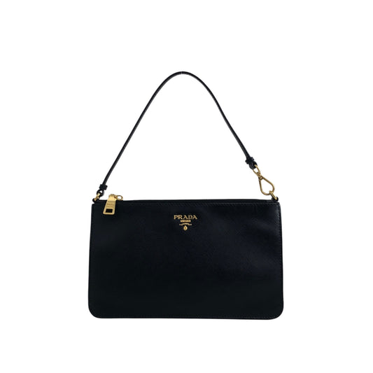 PRADA Logo Small Handbag Black Vintage ce7ved