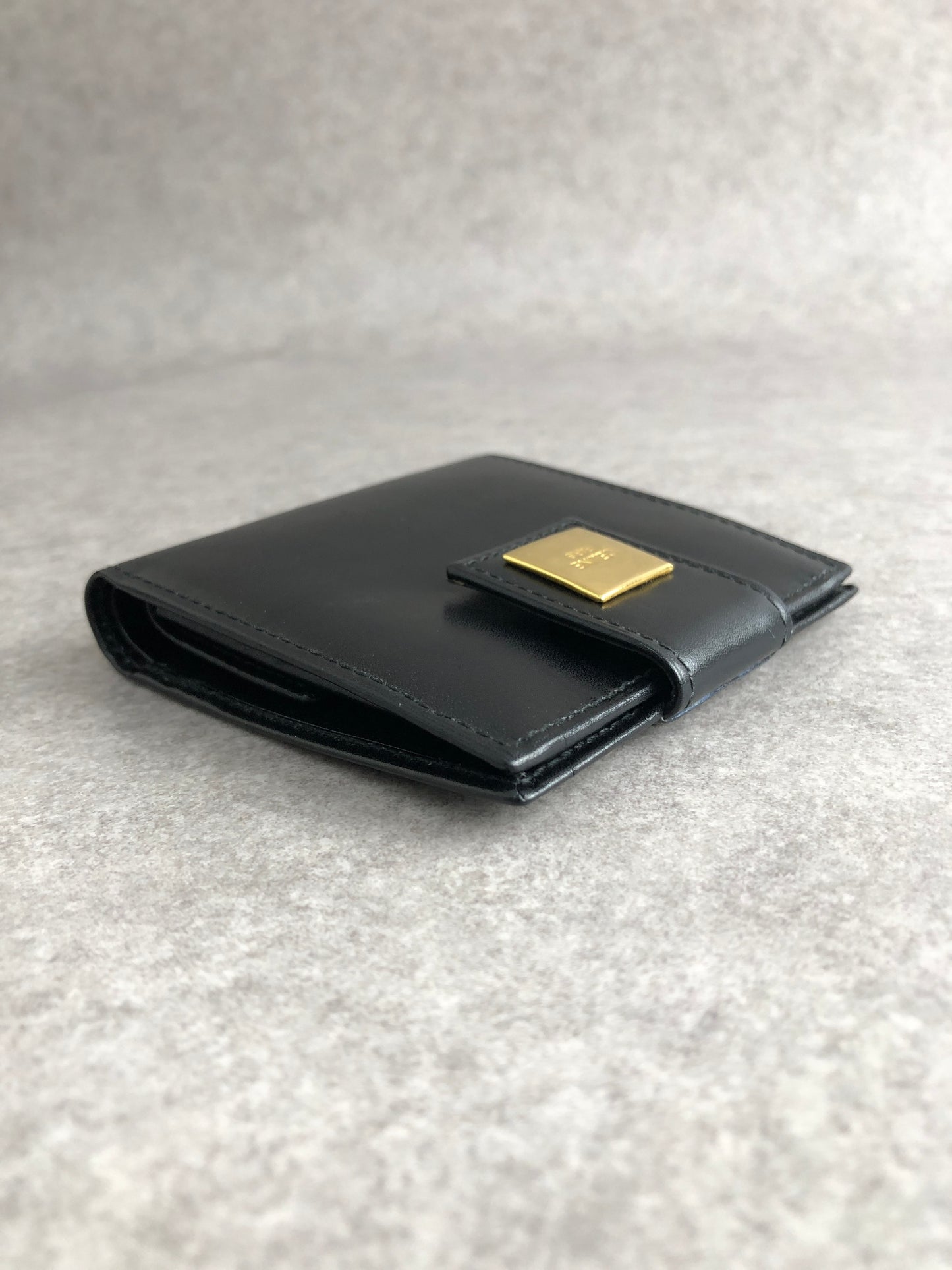 CELINE Logo Folded Wallet Black Vintage 8rd2s8