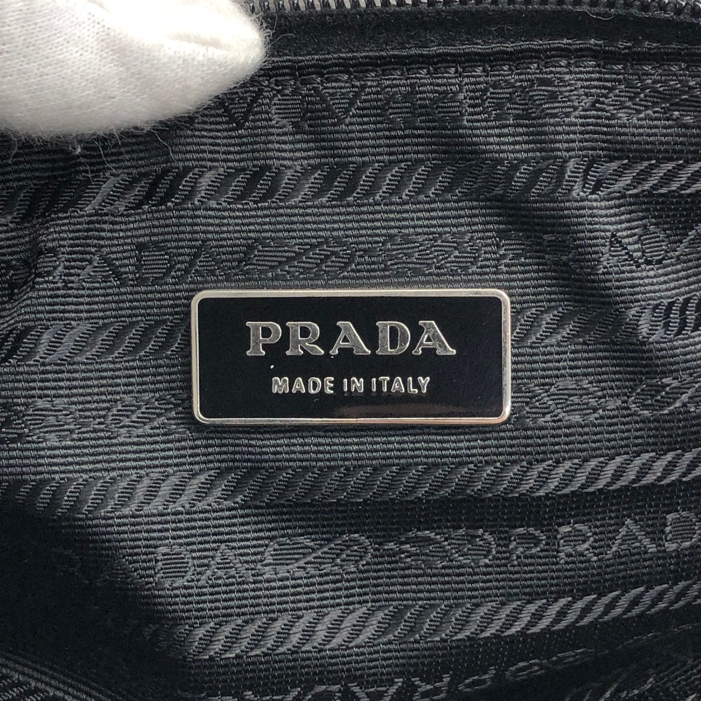 PRADA Triangle Logo Front Pocket Shoulder bag Black Vintage cydhig