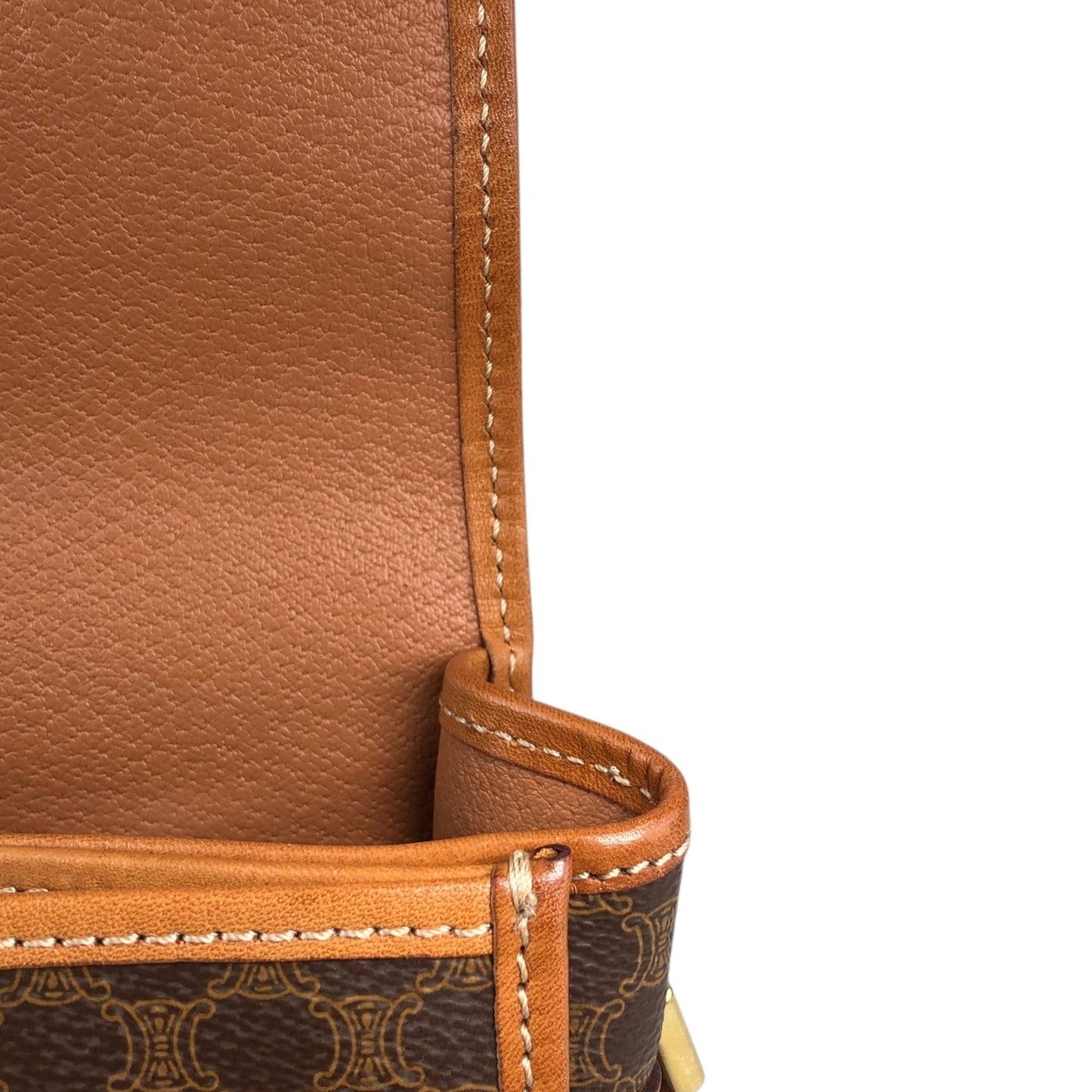 CELINE Macadam Blason Flap Shoulder bag Brown Vintage 2gysan
