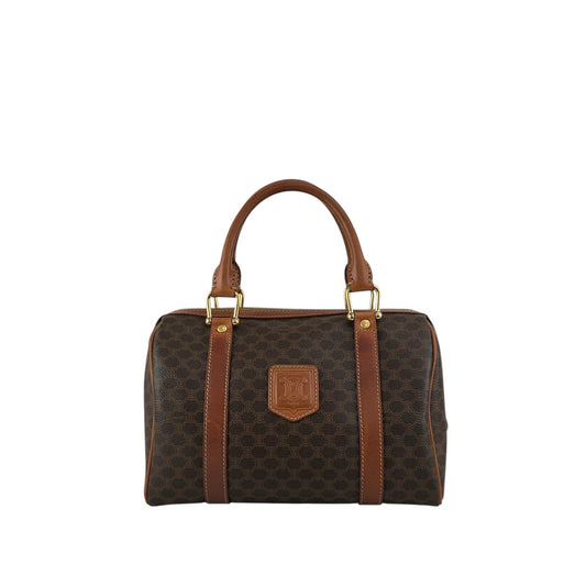 CELINE Macadam Blason Handbag Boston bag Brown Vintage ikwctp