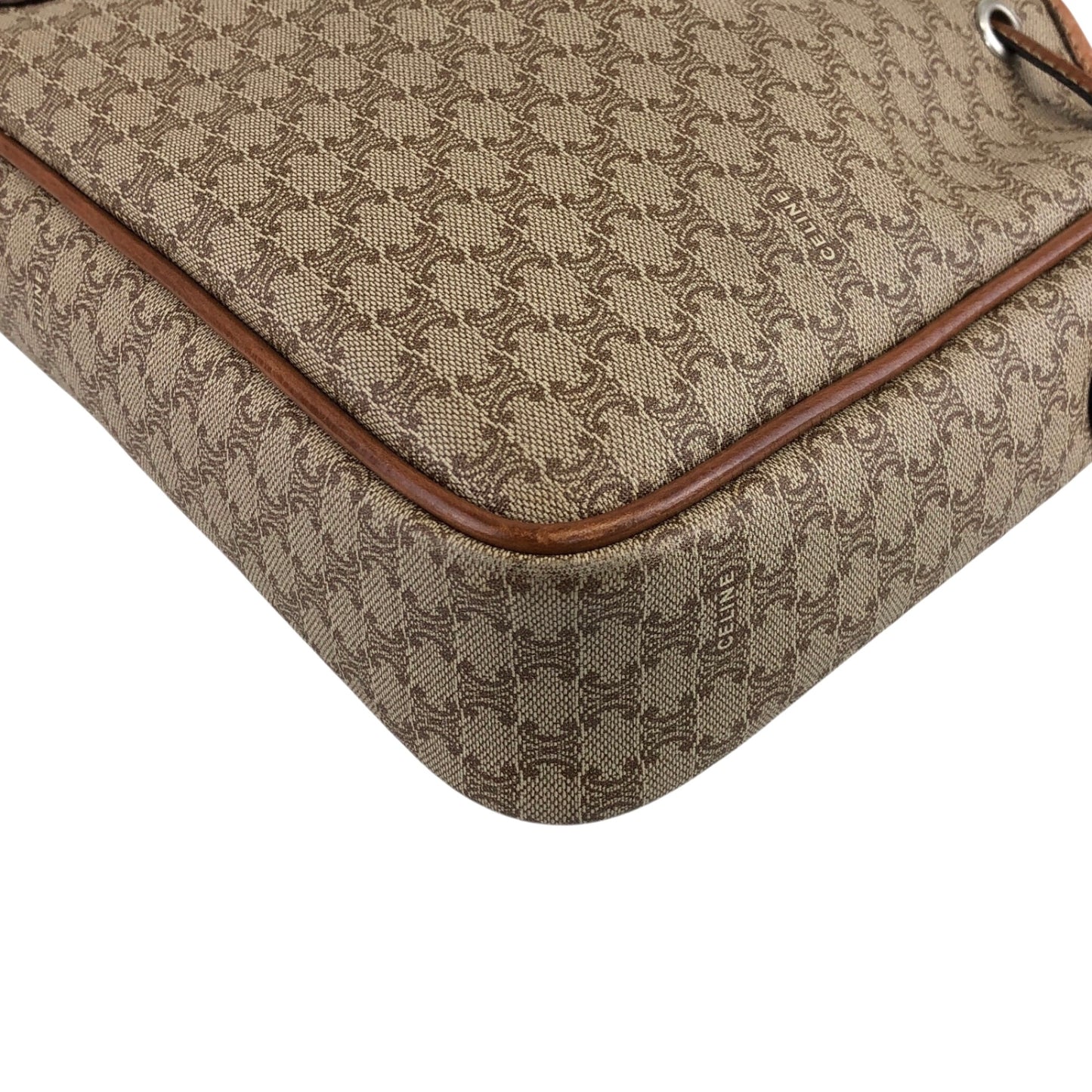 CELINE Macadam Blason Drawstring Shoulder bag Beige Vintage 3fus72