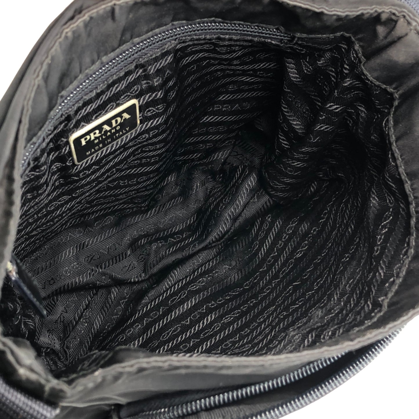 PRADA Triangle Logo Front Buckle Shoulder bag Black Vintage uiz535