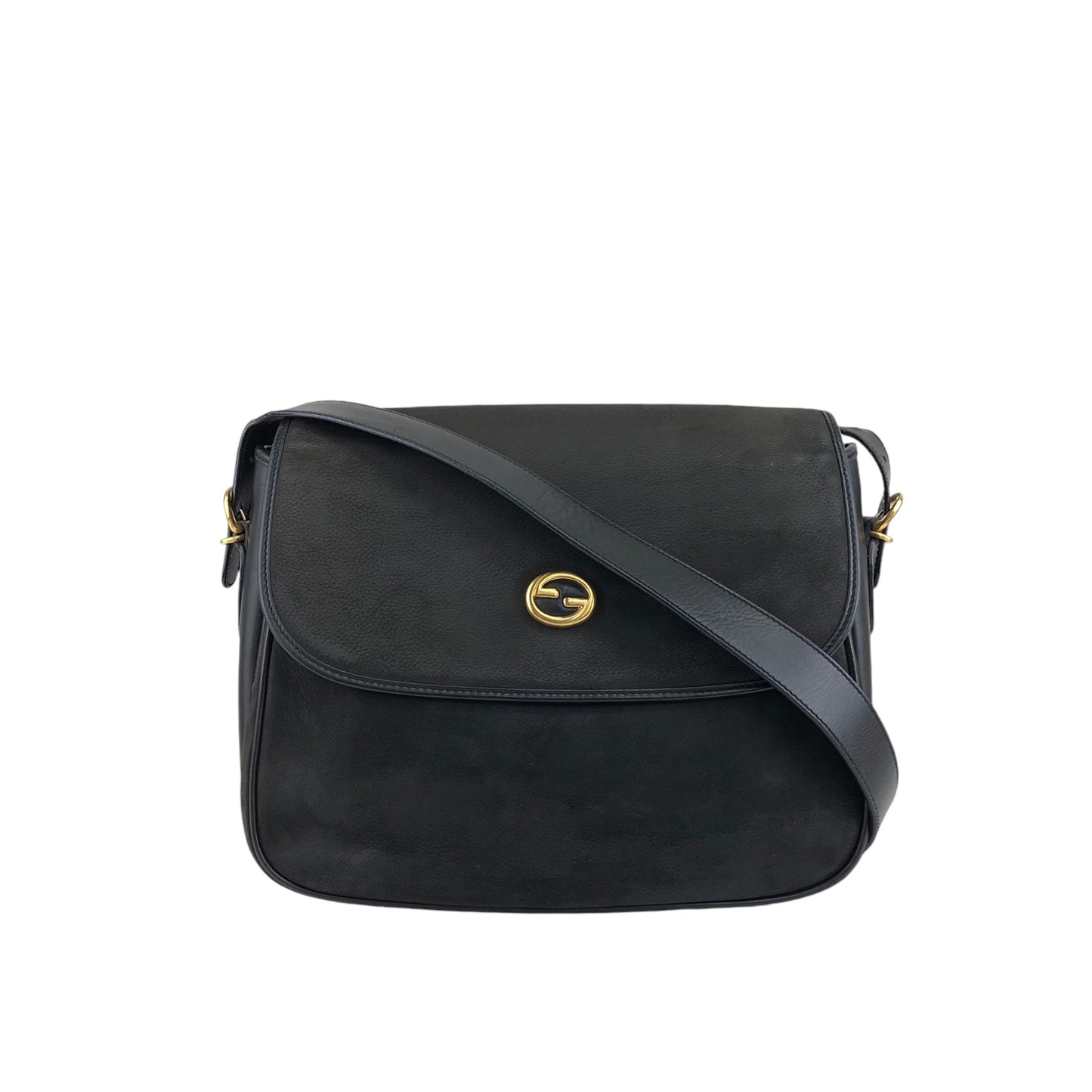 GUCCI Logo Shoulder bag Black Vintage tid77d