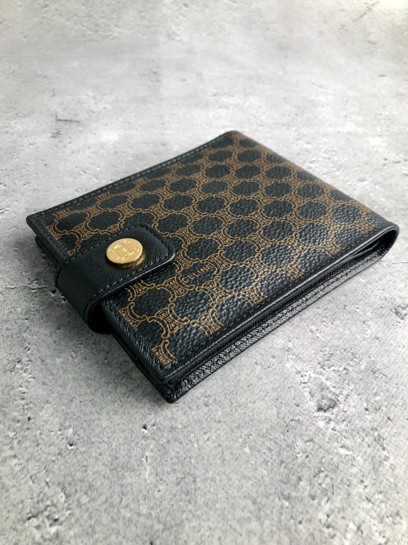 CELINE Macadam Blason 折疊皮夾 黑色復古 y827bx