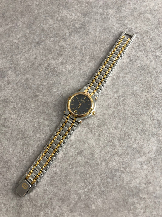GUCCI GG Motif Watch Silver×Gold 9100L Vintage vgjnar